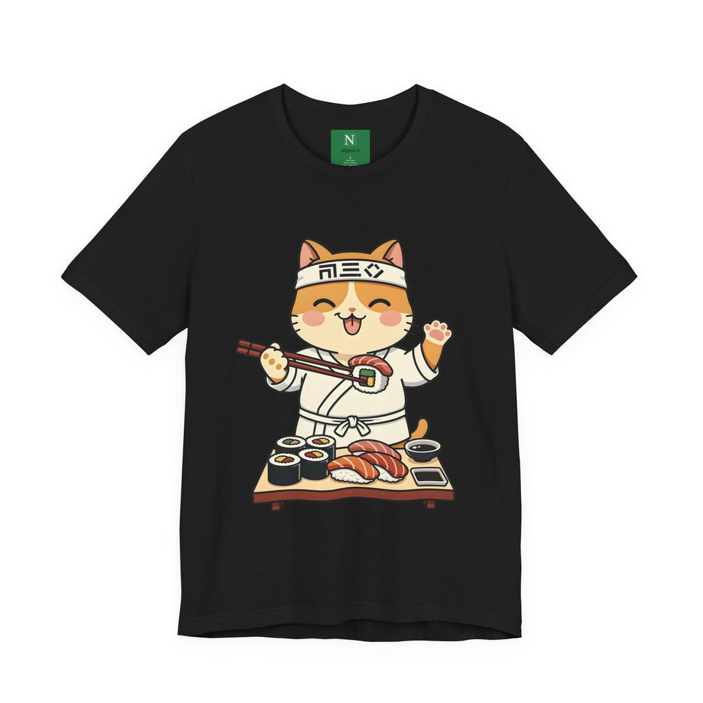 Sushi Chef Cat T‑Shirt — Cute Kawaii Cat Making Sushi Graphic Tee