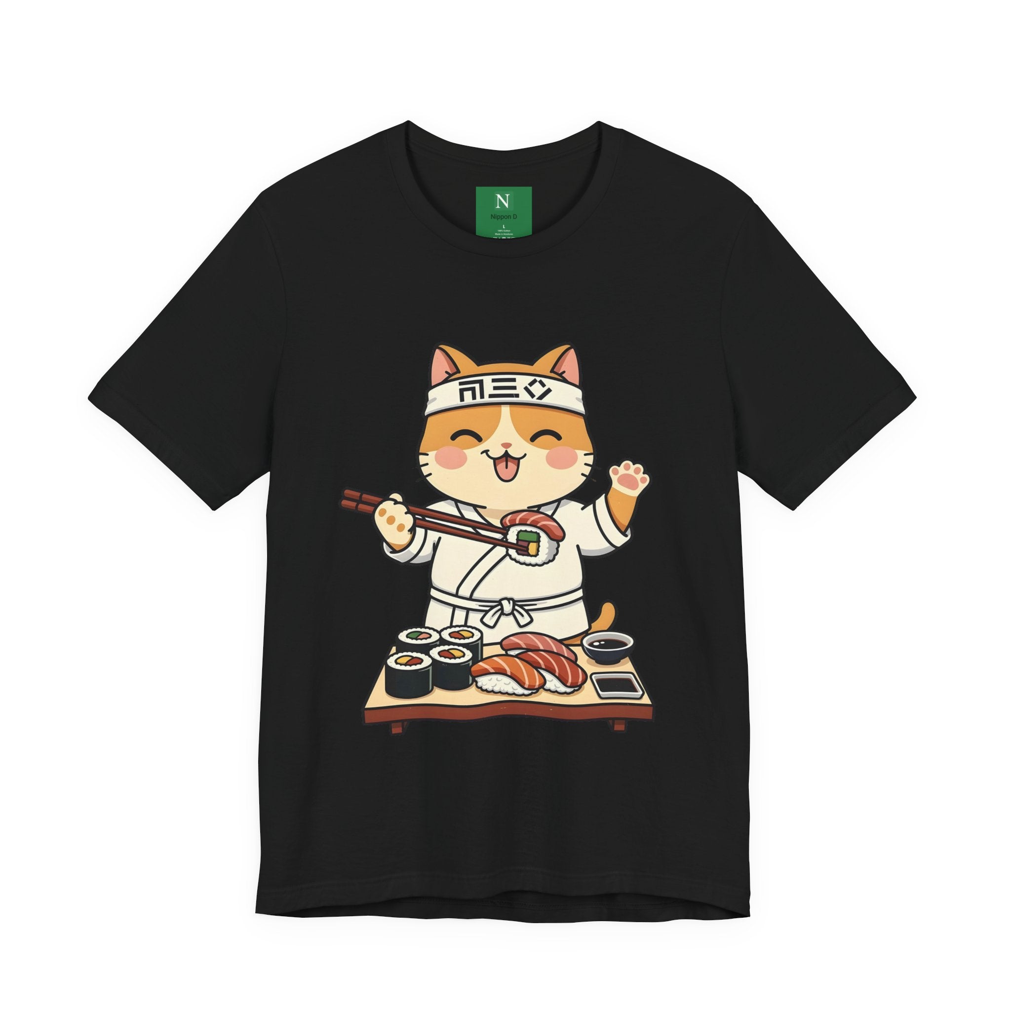 Sushi Chef Cat T‑Shirt — Cute Kawaii Cat Making Sushi Graphic Tee