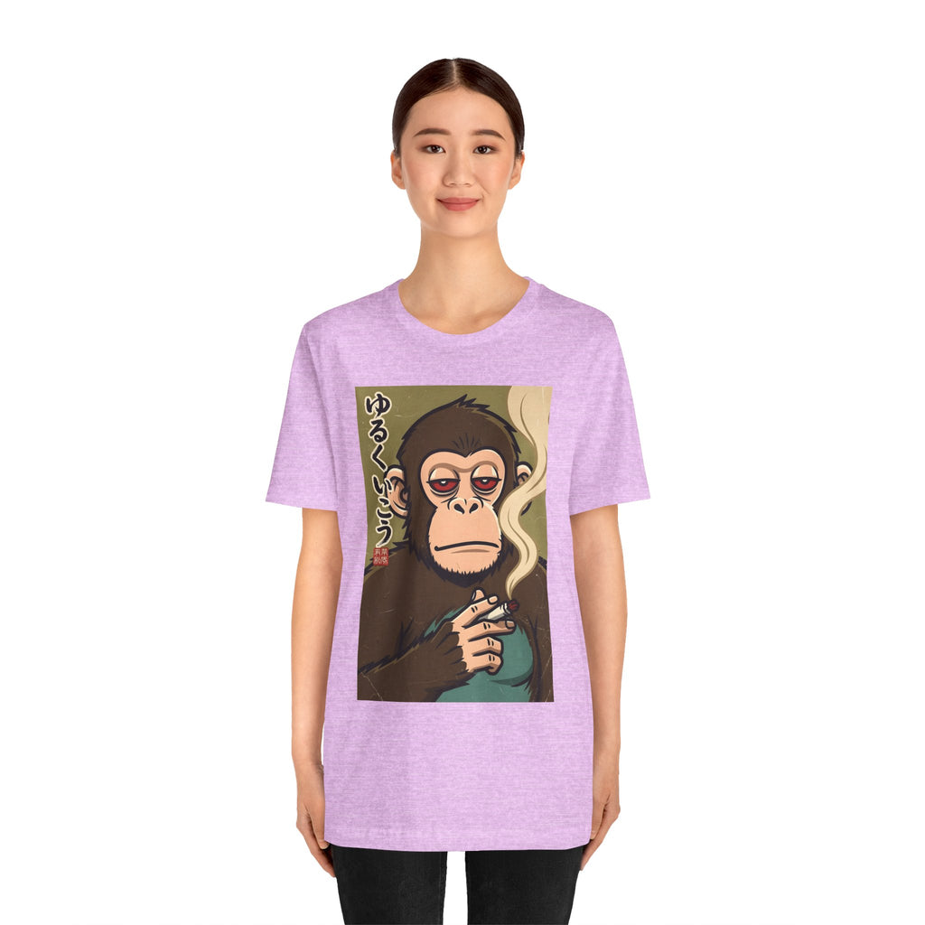 Smoking Monkey Graphic Tee — Japanese Retro Ape Illustration T-Shirt