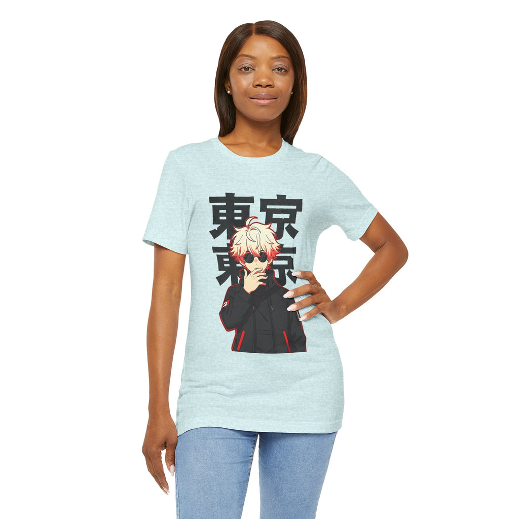 Tokyo Anime Graphic Tee — Blond Character with Kanji "東京"