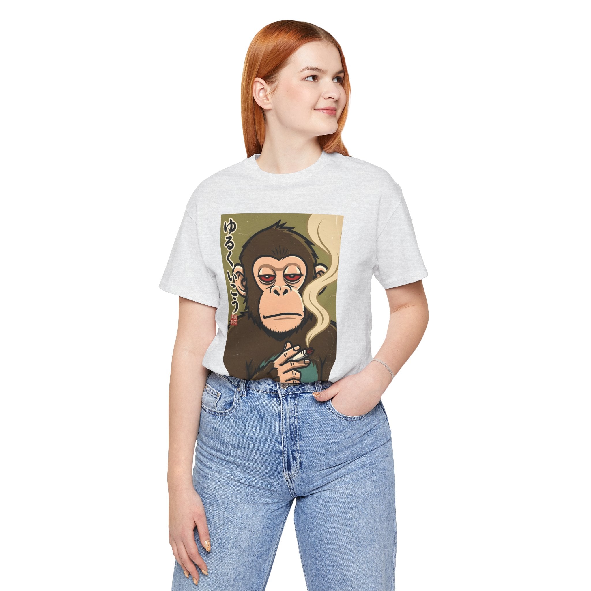 Smoking Monkey Graphic Tee — Japanese Retro Ape Illustration T-Shirt
