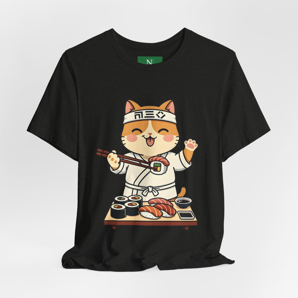 Sushi Chef Cat T‑Shirt — Cute Kawaii Cat Making Sushi Graphic Tee