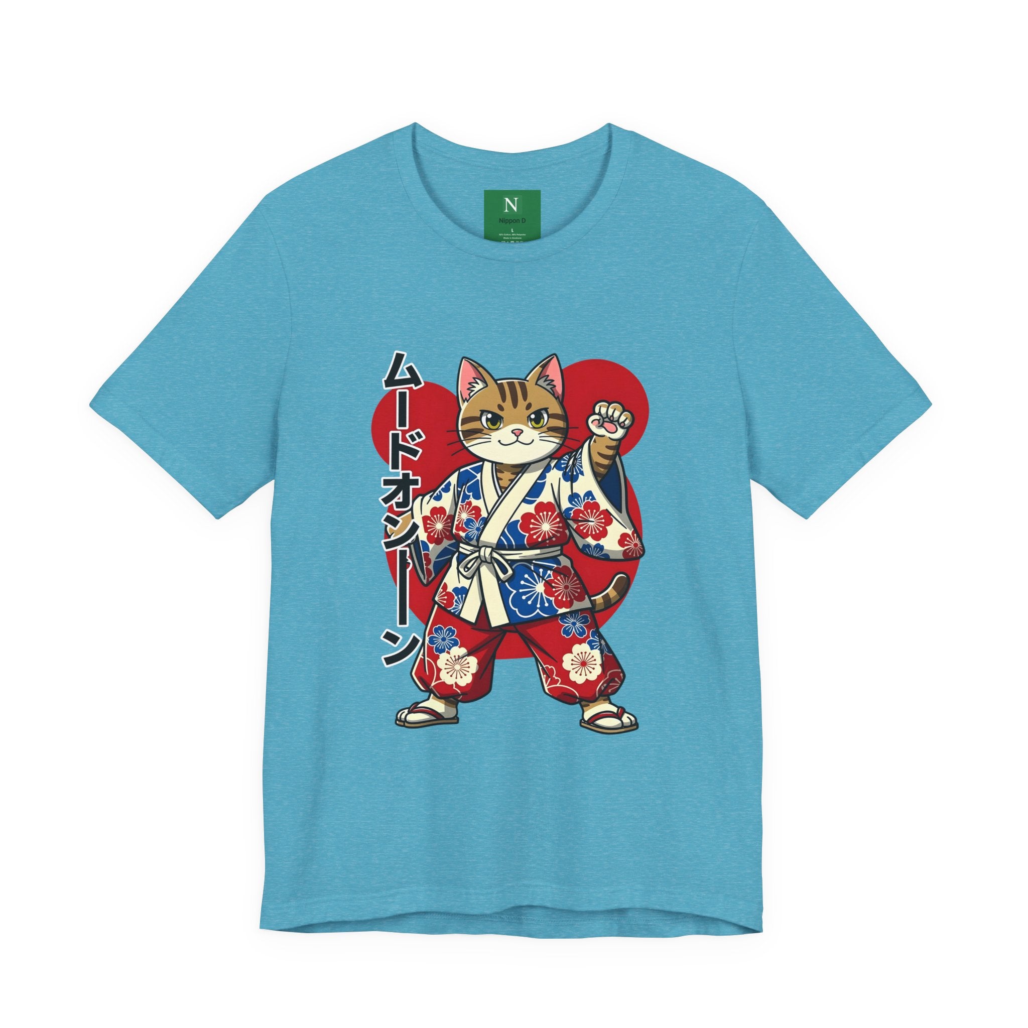 Samurai Cat T‑Shirt — Kawaii Japanese Kimono Cat Graphic Tee