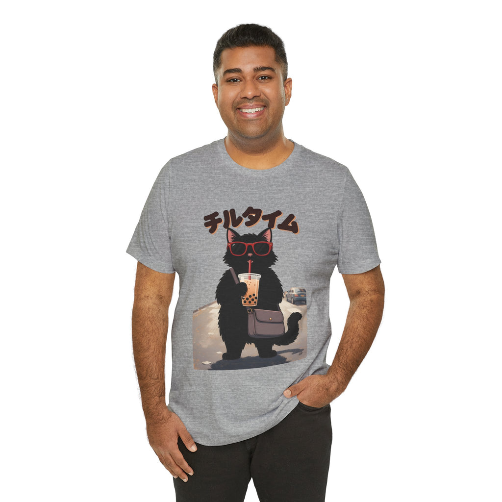 Boba Cat Tee — Cute Cat Drinking Bubble Tea Graphic T-Shirt