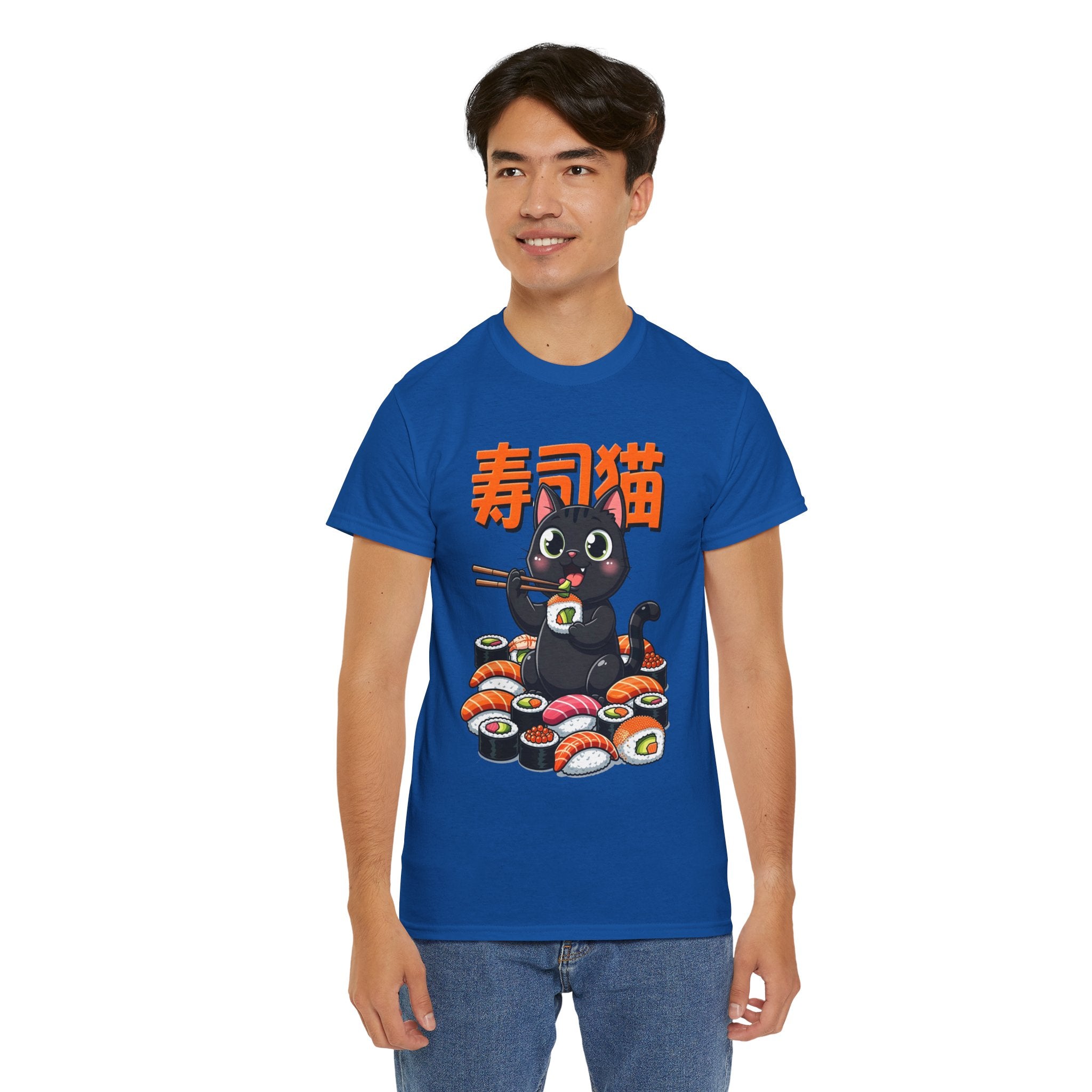 Sushi Cat T-Shirt – Cute Black Cat Eating Sushi Graphic Tee