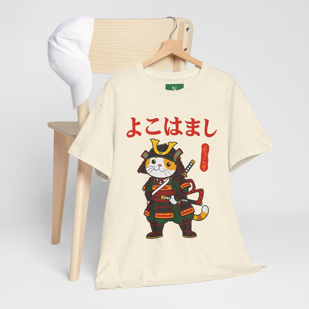 Samurai Cat T-Shirt — 'よこはまし' Japanese Yokohama Cute Warrior Tee