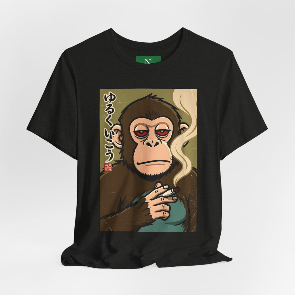 Smoking Monkey Graphic Tee — Japanese Retro Ape Illustration T-Shirt