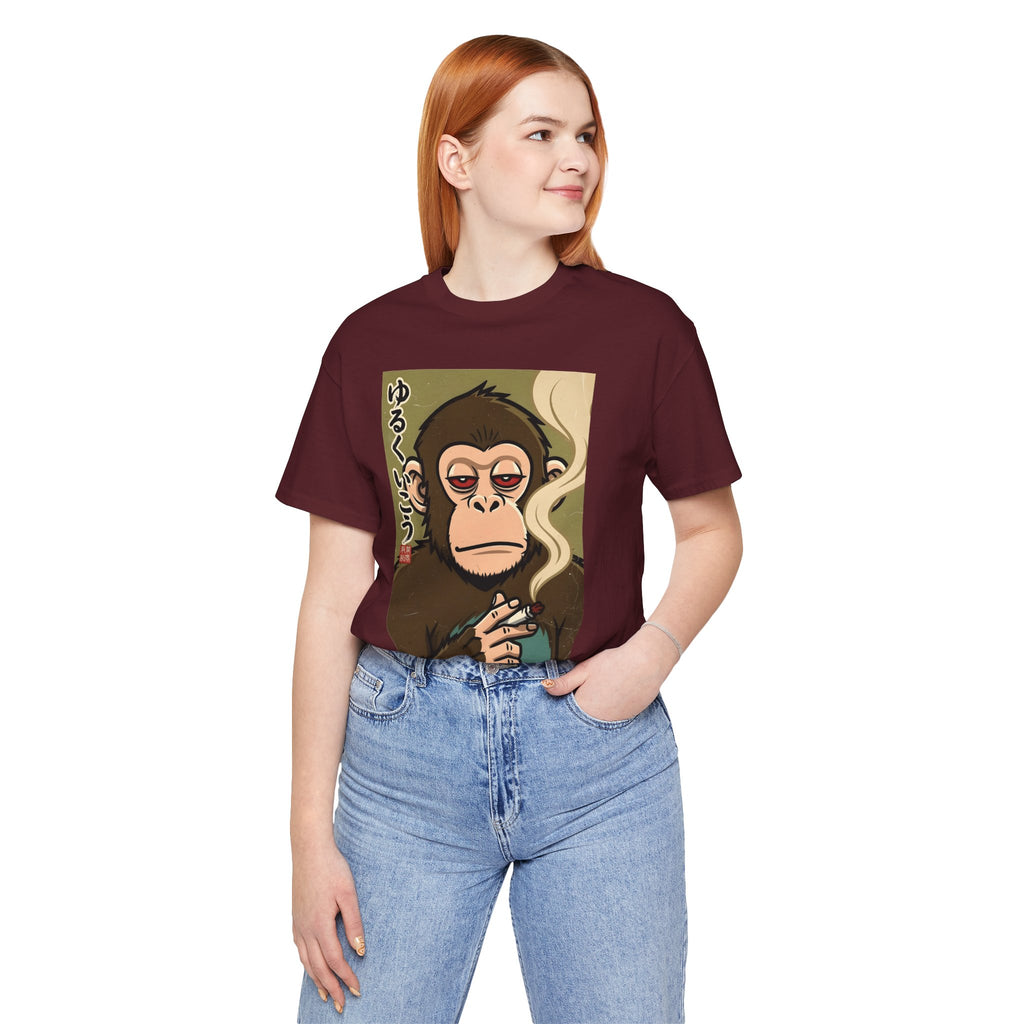 Smoking Monkey Graphic Tee — Japanese Retro Ape Illustration T-Shirt