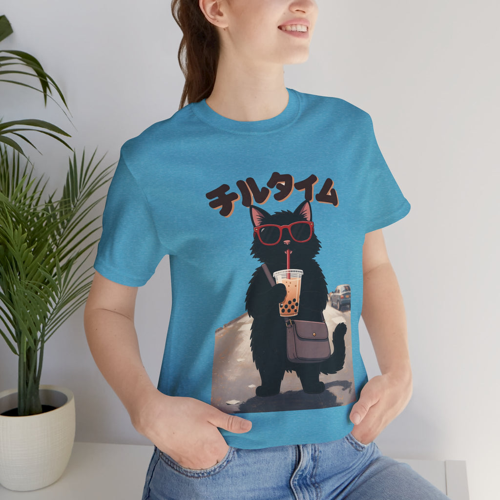 Boba Cat Tee — Cute Cat Drinking Bubble Tea Graphic T-Shirt