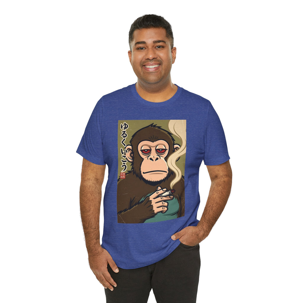 Smoking Monkey Graphic Tee — Japanese Retro Ape Illustration T-Shirt