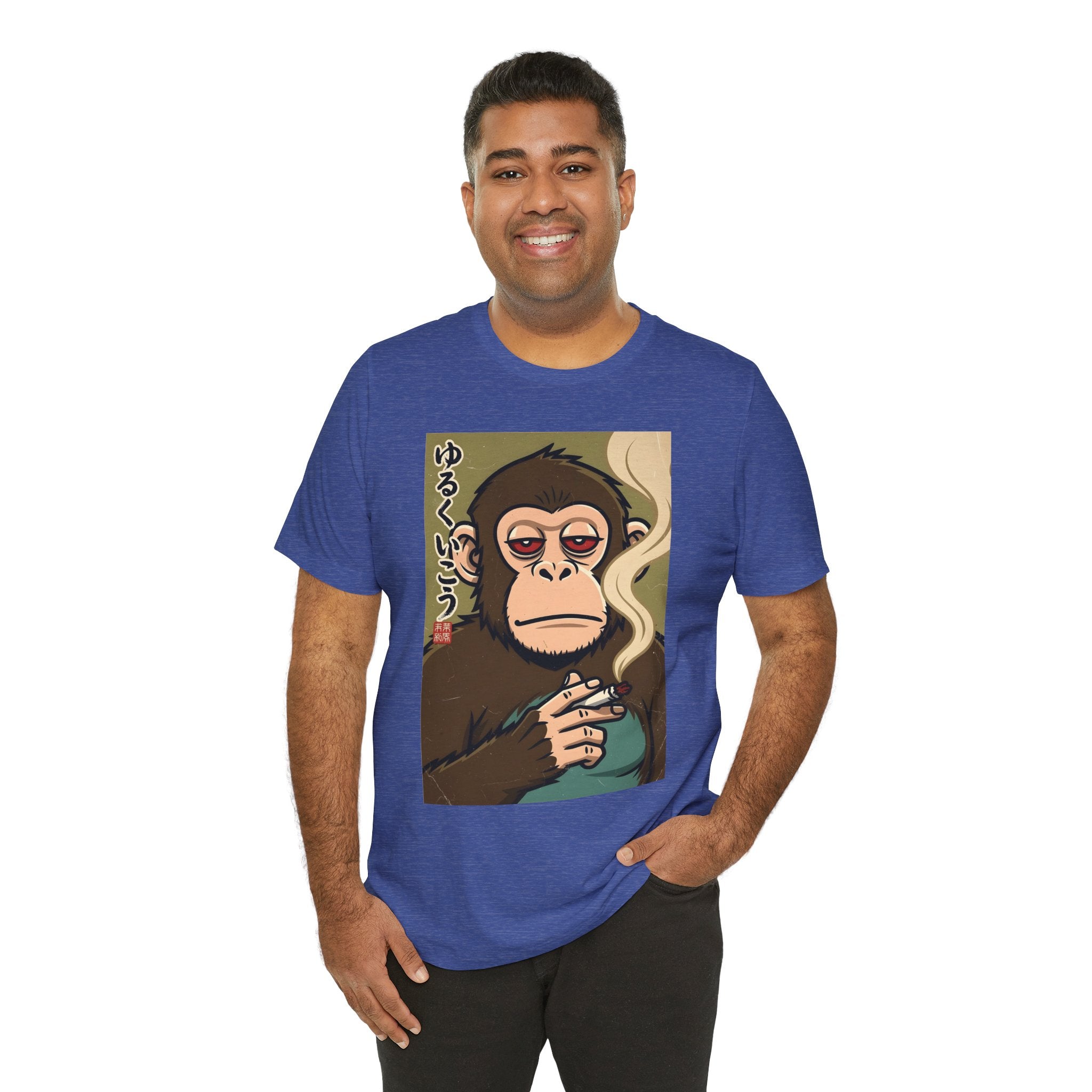 Smoking Monkey Graphic Tee — Japanese Retro Ape Illustration T-Shirt