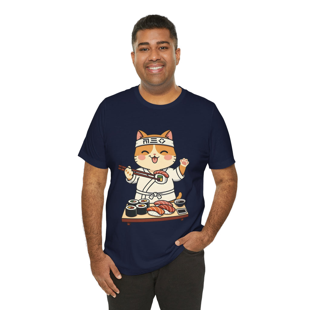 Sushi Chef Cat T‑Shirt — Cute Kawaii Cat Making Sushi Graphic Tee