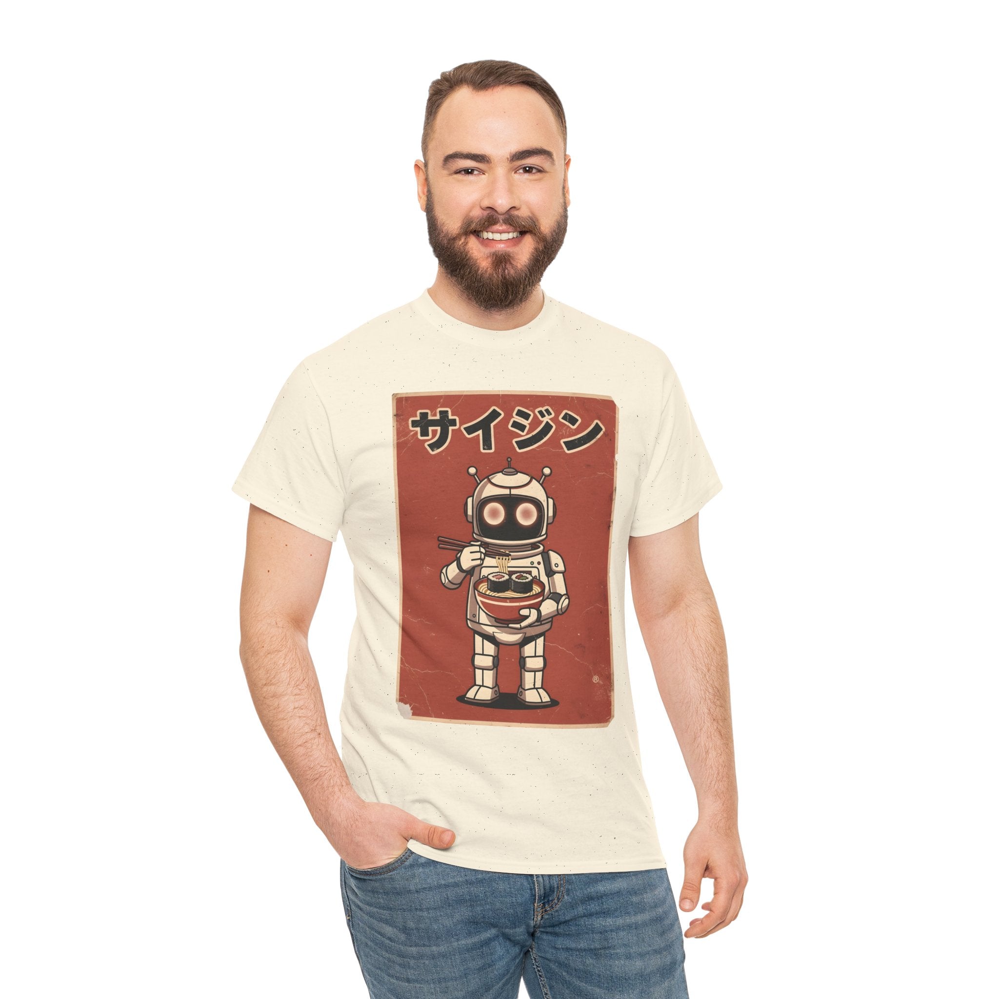 Retro Robot Ramen Tee — サイジン (Saijin) Vintage Japanese Robot Noodle Shirt