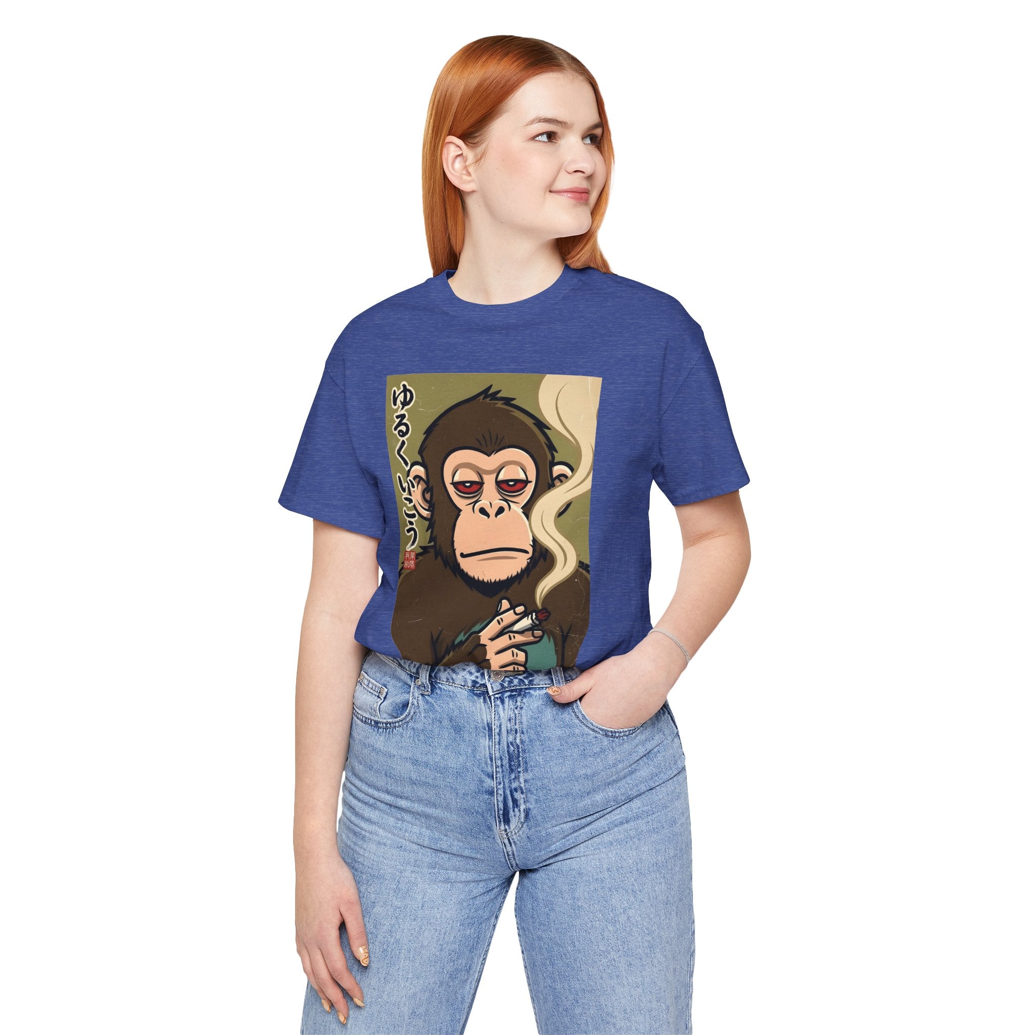 Smoking Monkey Graphic Tee — Japanese Retro Ape Illustration T-Shirt