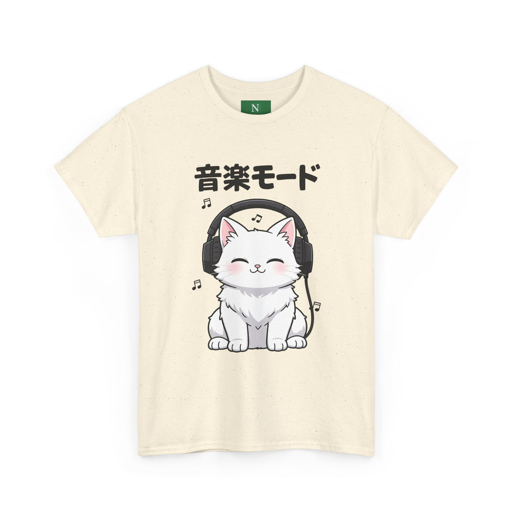 Cat with Headphones Tee — "Music Mode" Japanese Kawaii Graphic T-Shirt
