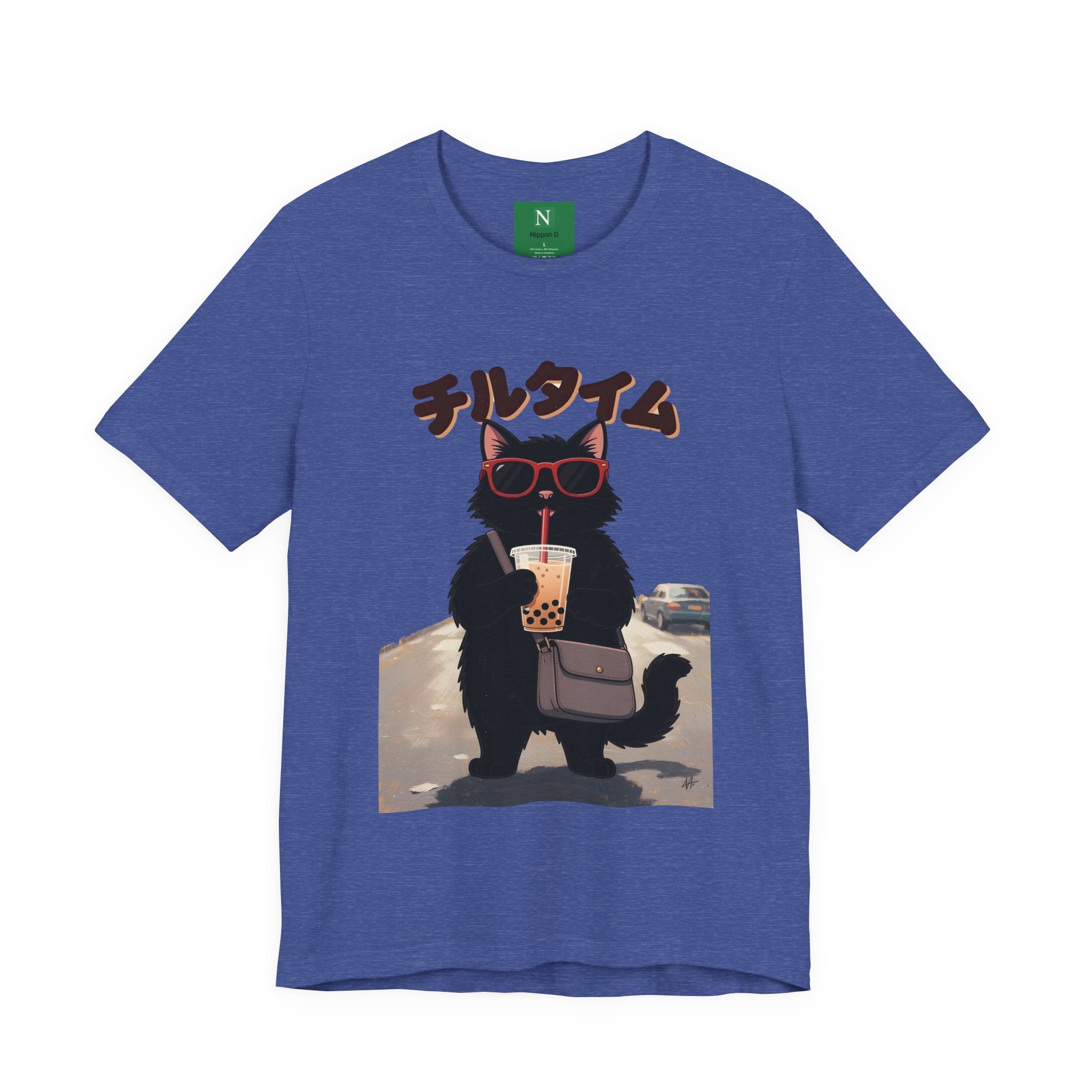Boba Cat Tee — Cute Cat Drinking Bubble Tea Graphic T-Shirt