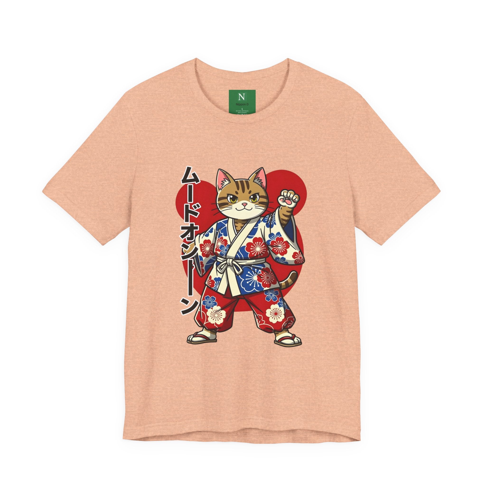 Samurai Cat T‑Shirt — Kawaii Japanese Kimono Cat Graphic Tee