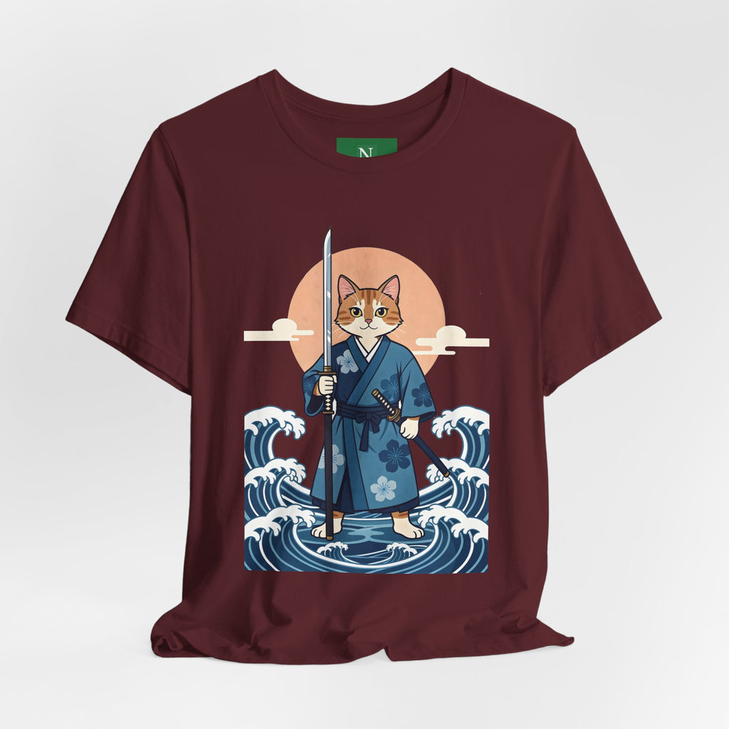 Samurai Cat T-Shirt — Japanese Wave Illustration Tee