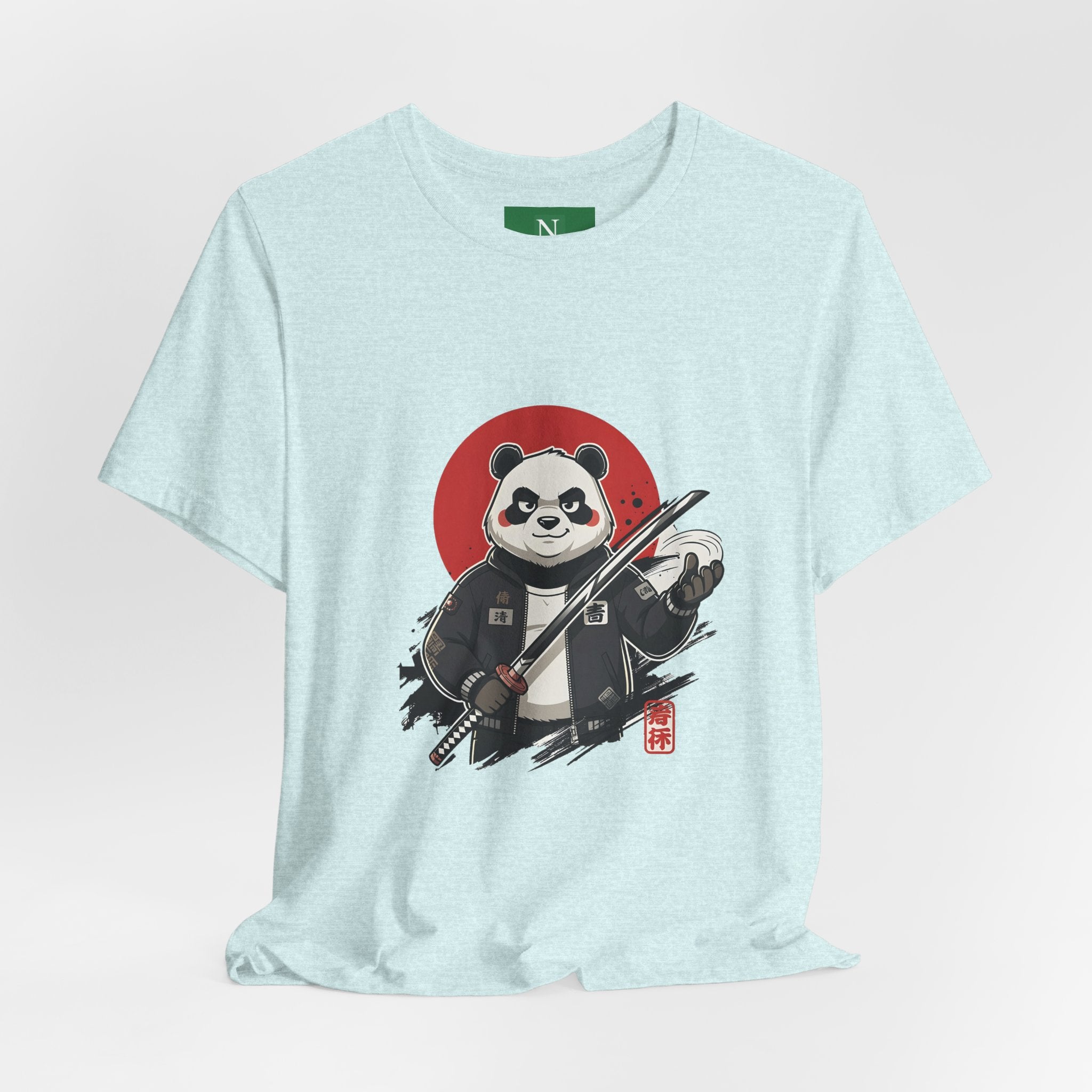 Samurai Panda T-Shirt — Cute Warrior Graphic Tee with Red Sun