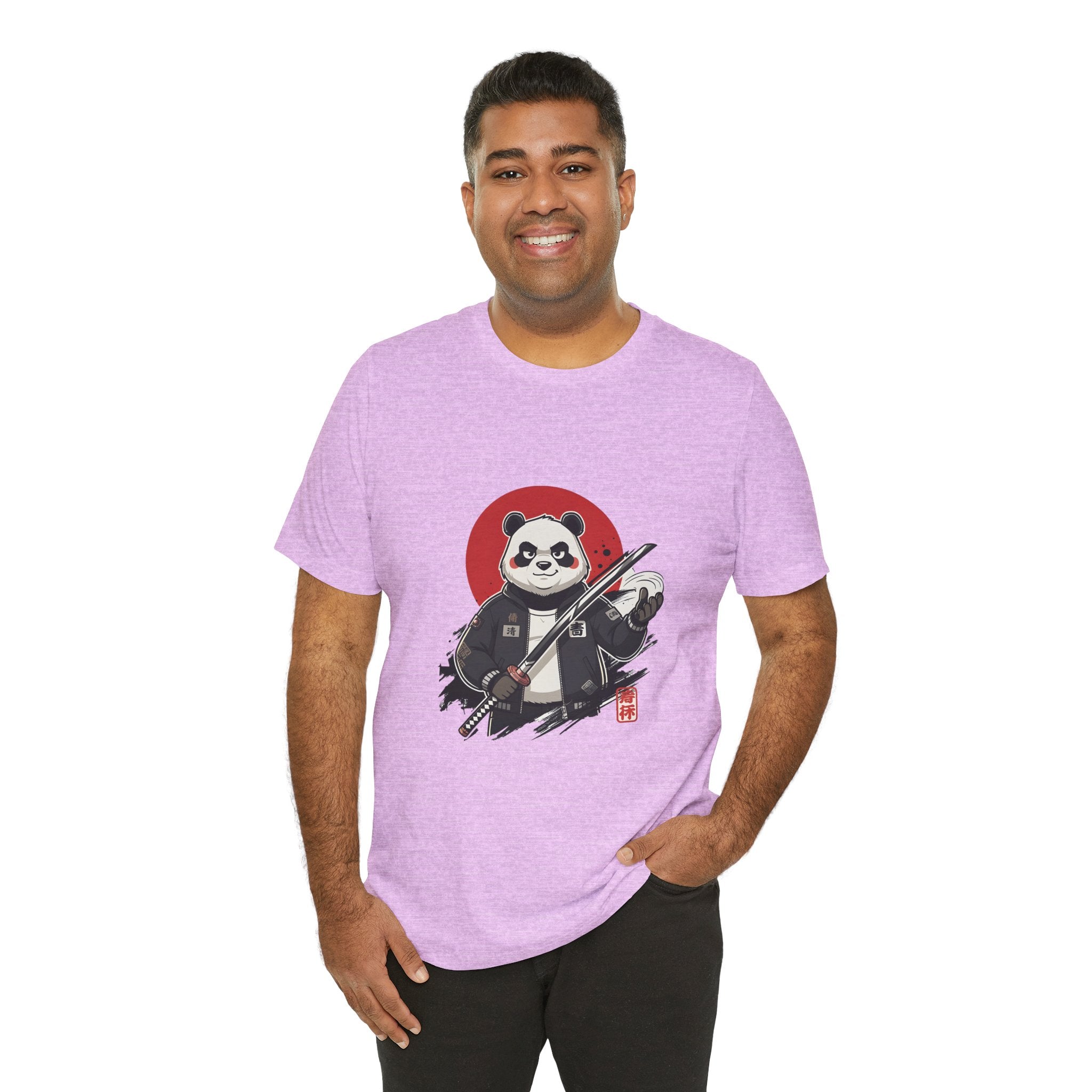 Samurai Panda T-Shirt — Cute Warrior Graphic Tee with Red Sun