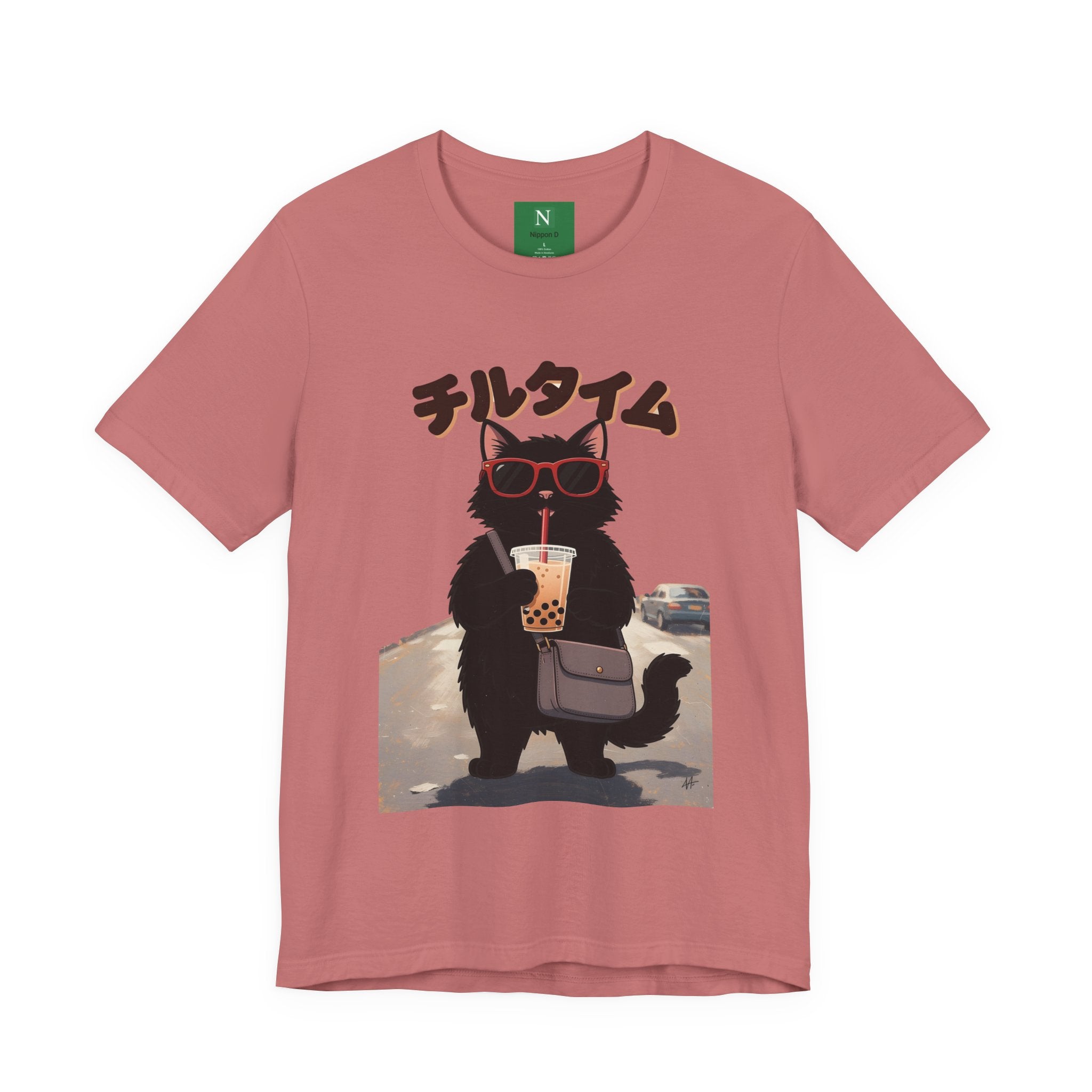 Boba Cat Tee — Cute Cat Drinking Bubble Tea Graphic T-Shirt