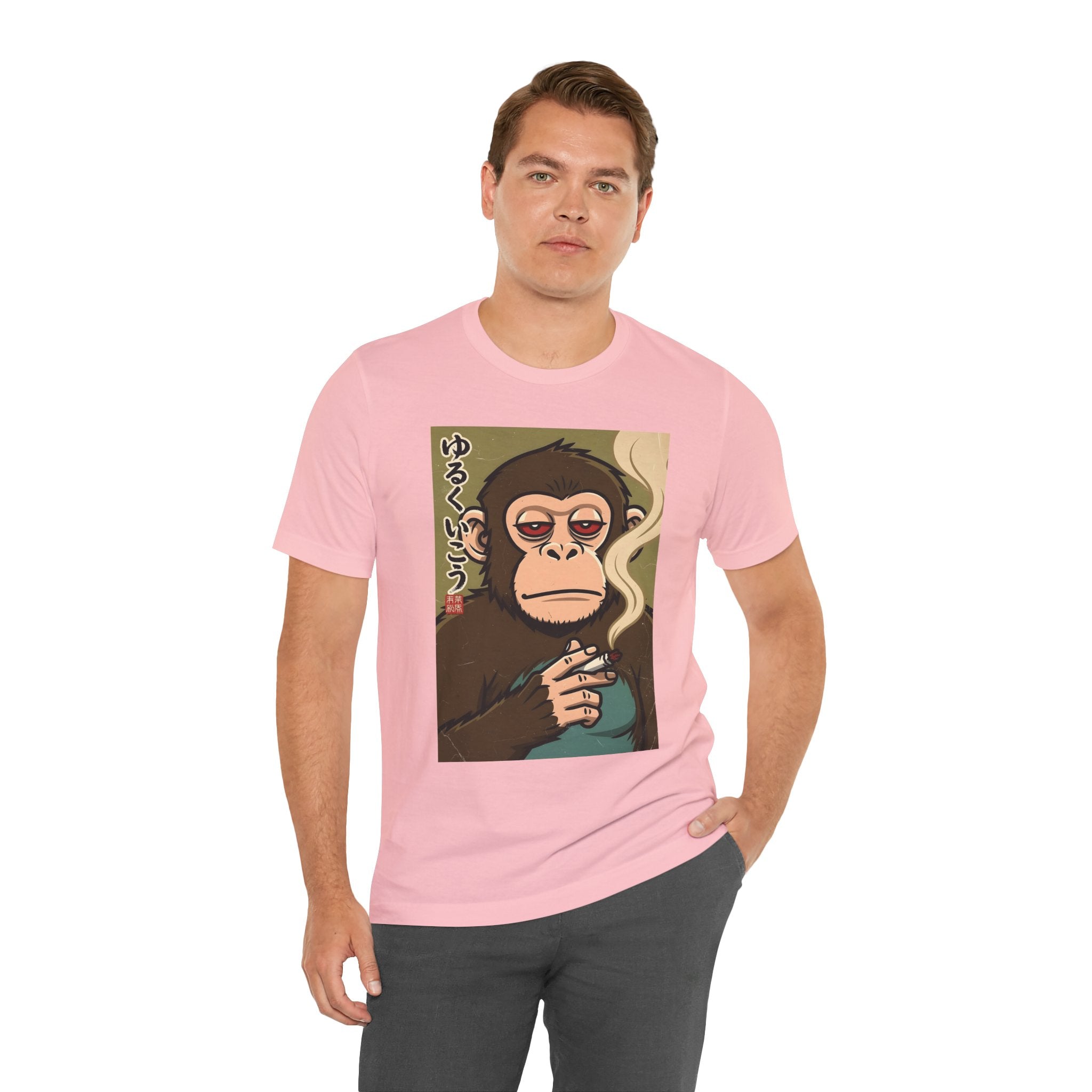 Smoking Monkey Graphic Tee — Japanese Retro Ape Illustration T-Shirt