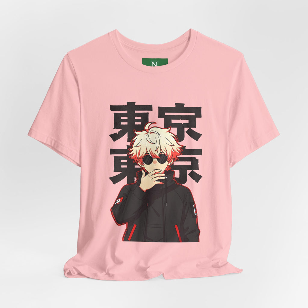 Tokyo Anime Graphic Tee — Blond Character with Kanji "東京"