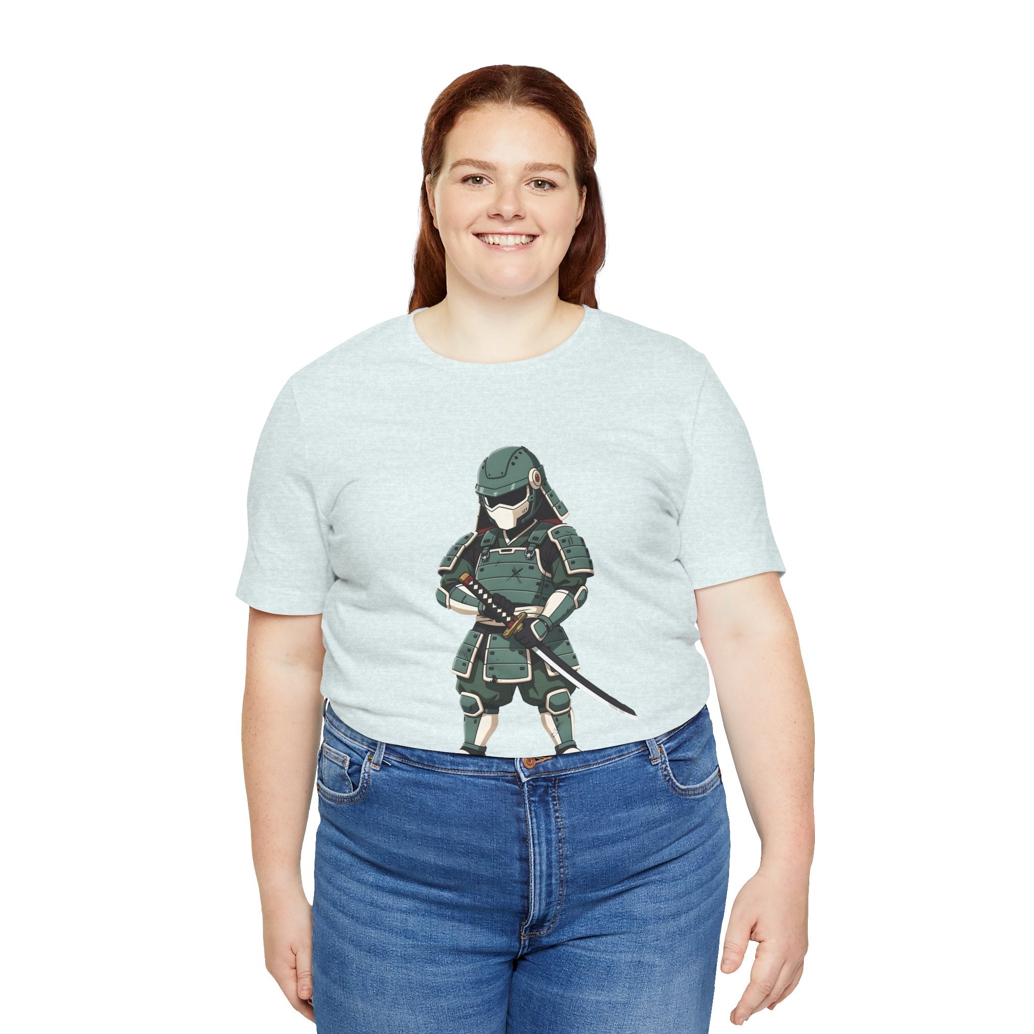 Samurai Cat T-Shirt – Cute Armored Kitty with Katana Graphic