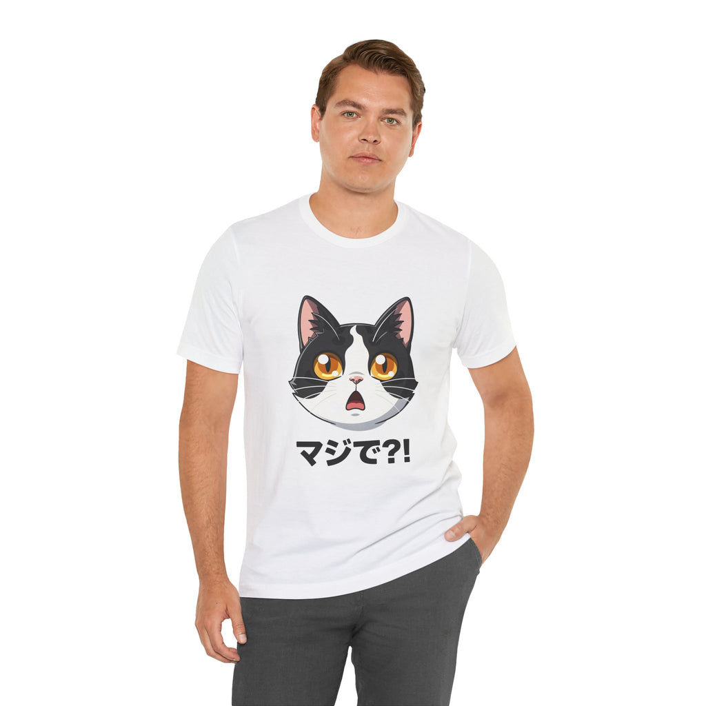 Cat Shock Face Graphic Tee — マジで?! Cute Anime Cat T-Shirt