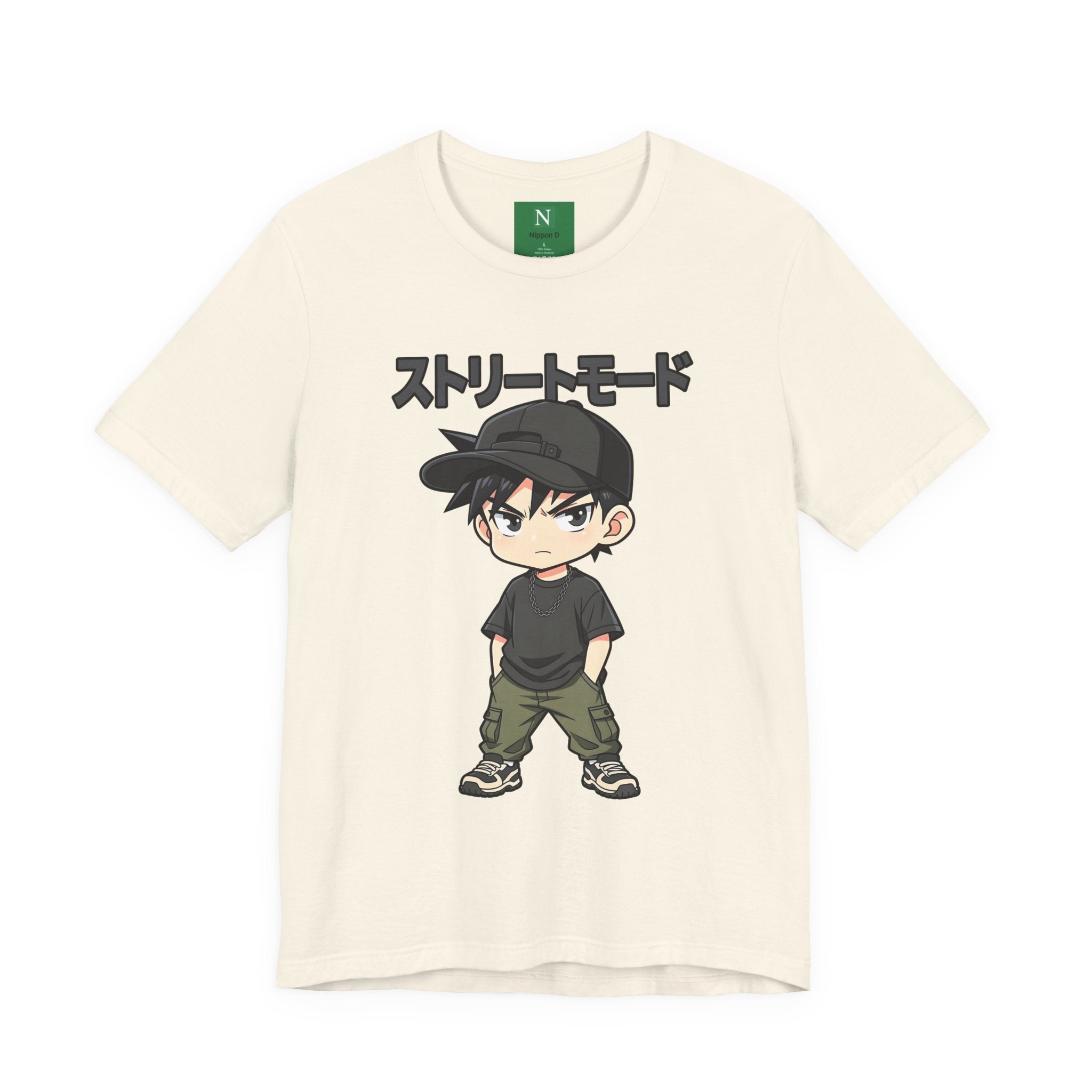Street Mode Anime Boy T-Shirt — Japanese Text Graphic Tee