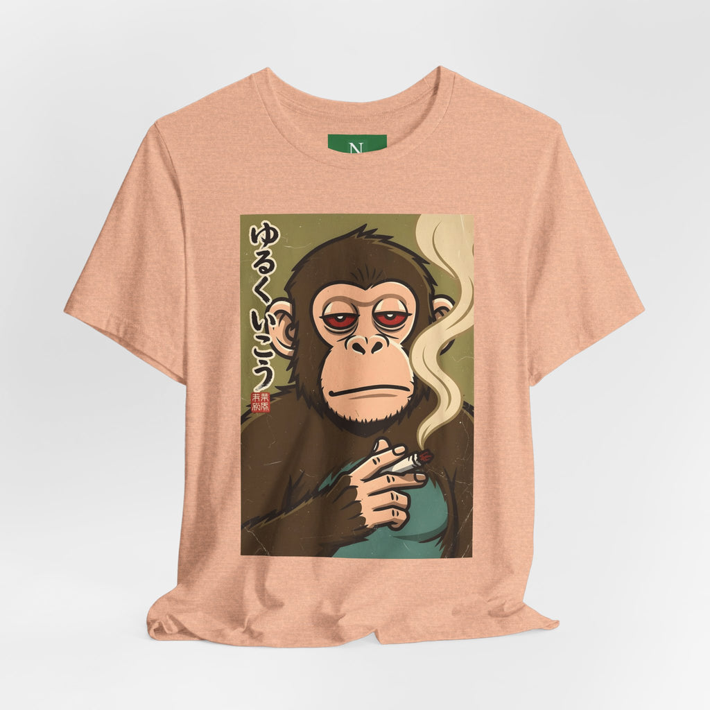 Smoking Monkey Graphic Tee — Japanese Retro Ape Illustration T-Shirt