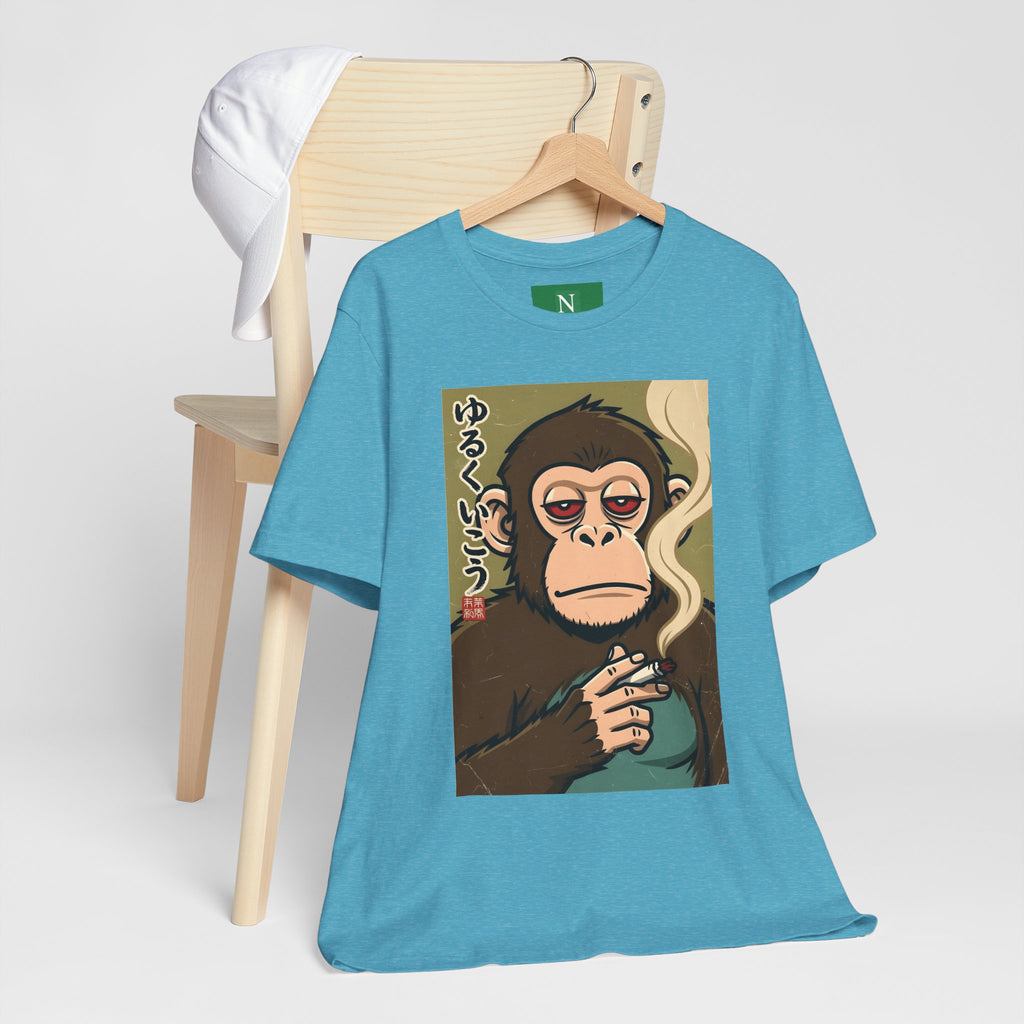 Smoking Monkey Graphic Tee — Japanese Retro Ape Illustration T-Shirt
