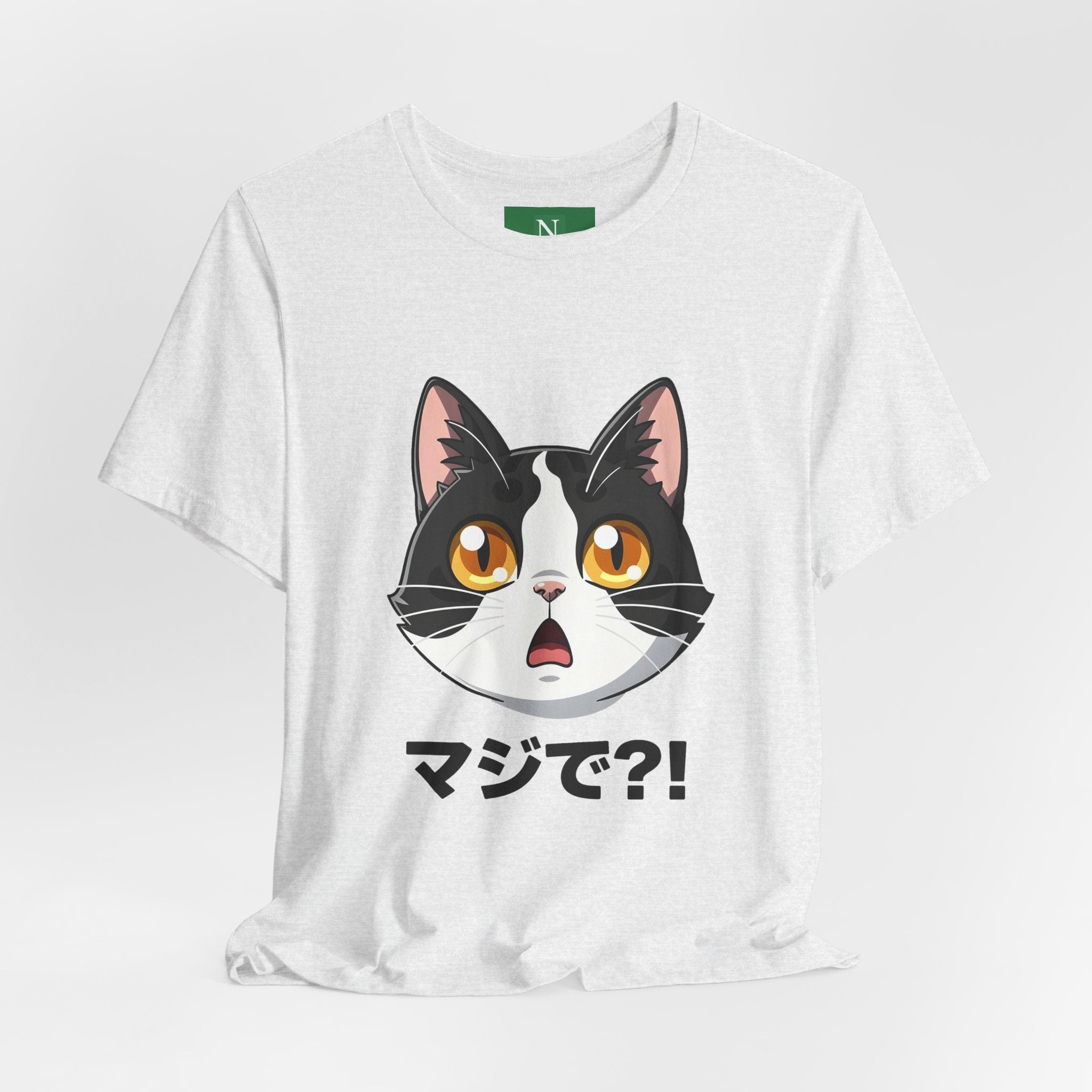 Cat Shock Face Graphic Tee — マジで?! Cute Anime Cat T-Shirt