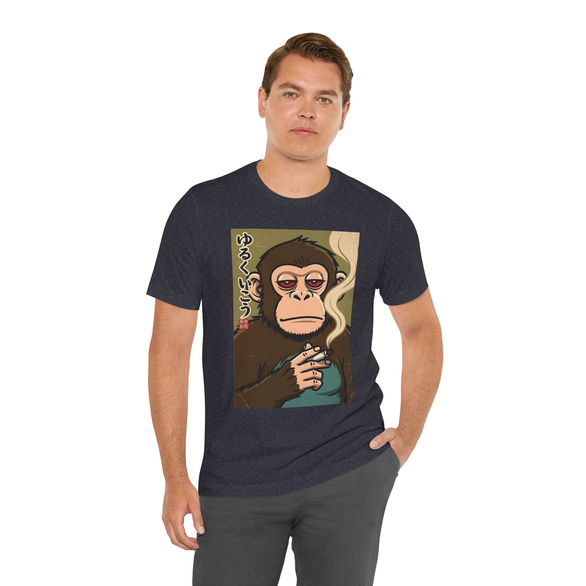 Smoking Monkey Graphic Tee — Japanese Retro Ape Illustration T-Shirt