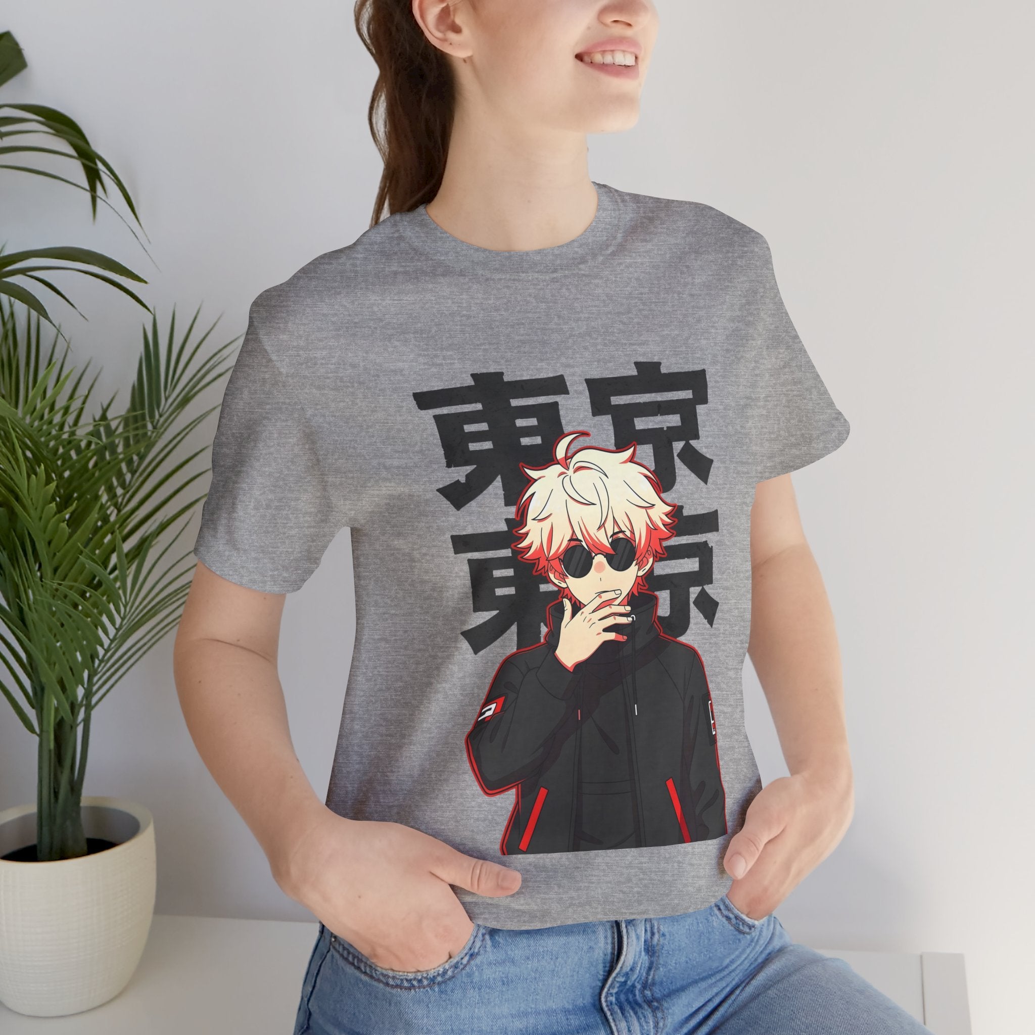 Tokyo Anime Graphic Tee — Blond Character with Kanji "東京"