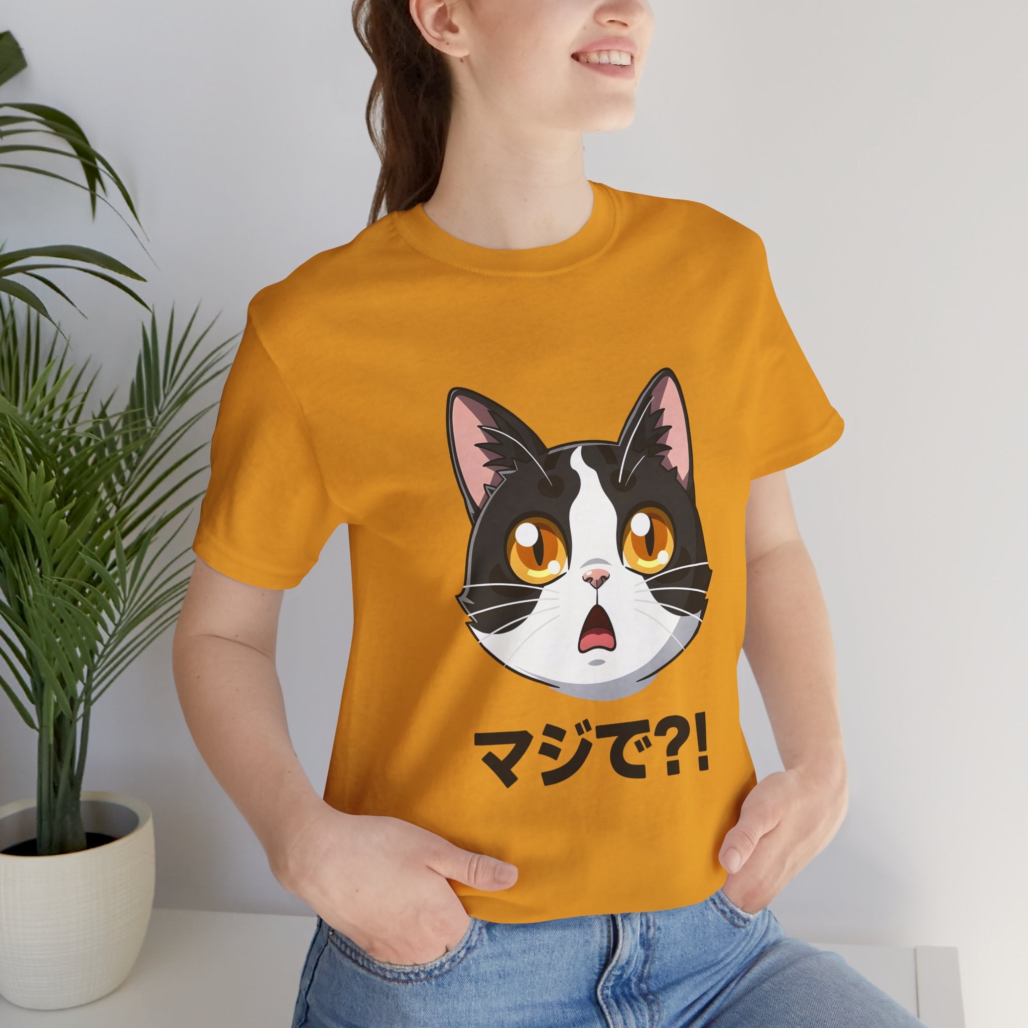 Cat Shock Face Graphic Tee — マジで?! Cute Anime Cat T-Shirt