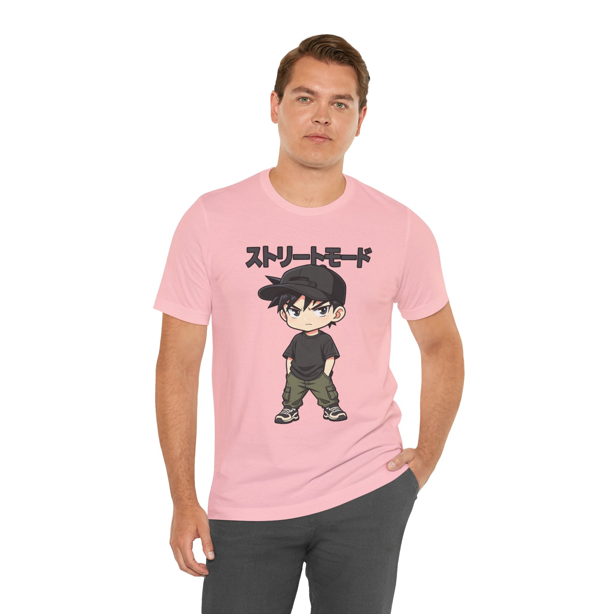Street Mode Anime Boy T-Shirt — Japanese Text Graphic Tee