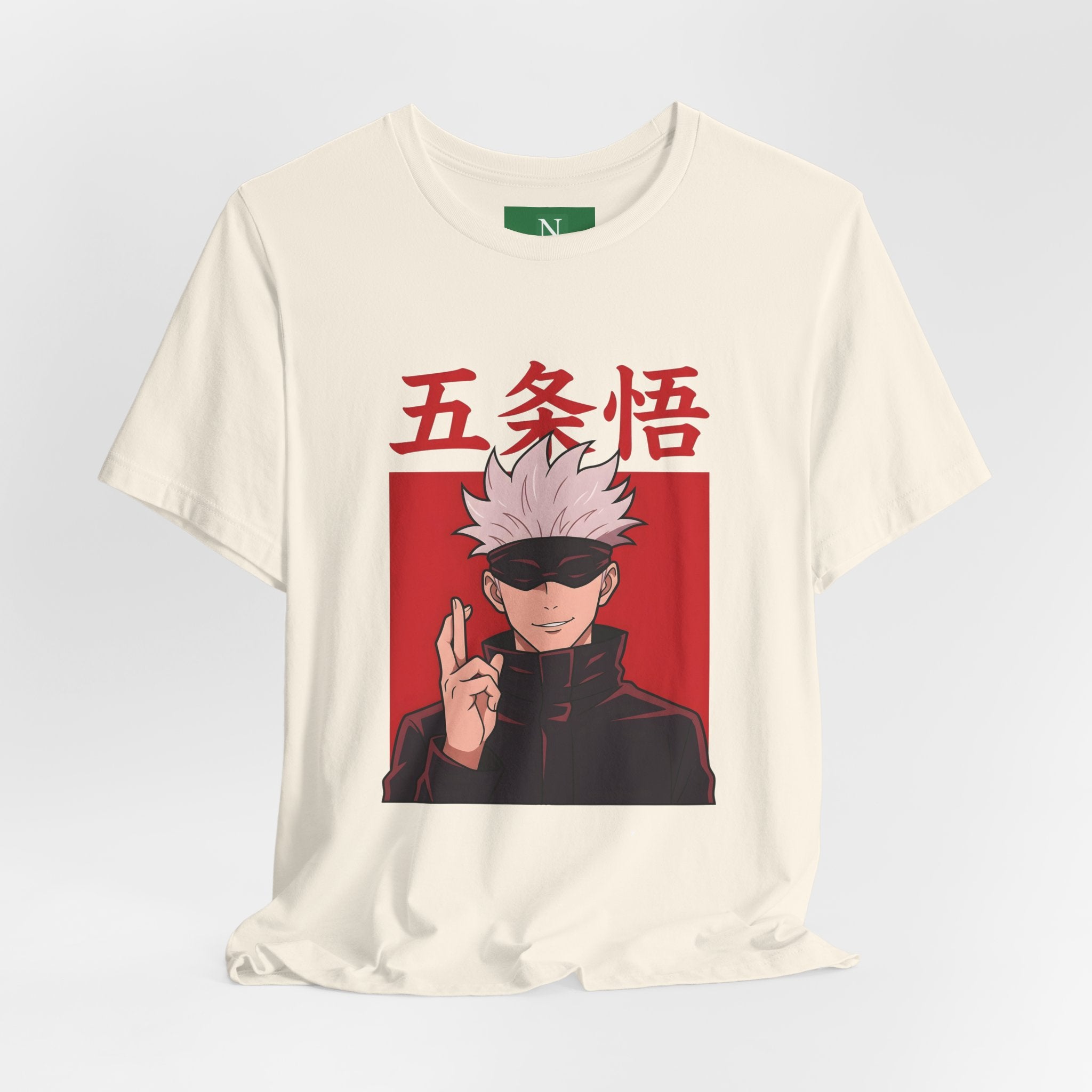 Anime Satoru Gojo T-Shirt — Jujutsu Kaisen Inspired Tee with Japanese Text