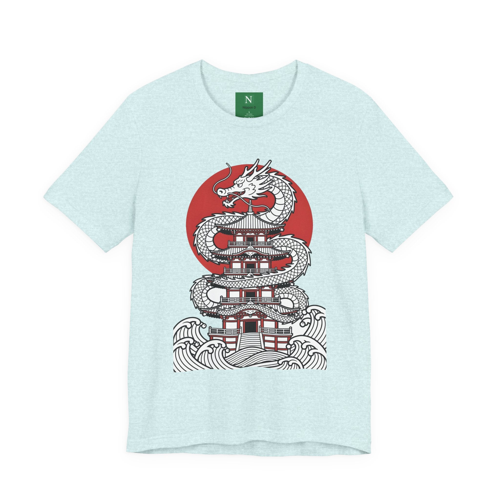 Dragon Pagoda T‑Shirt — Japanese Red Sun Temple Graphic Tee