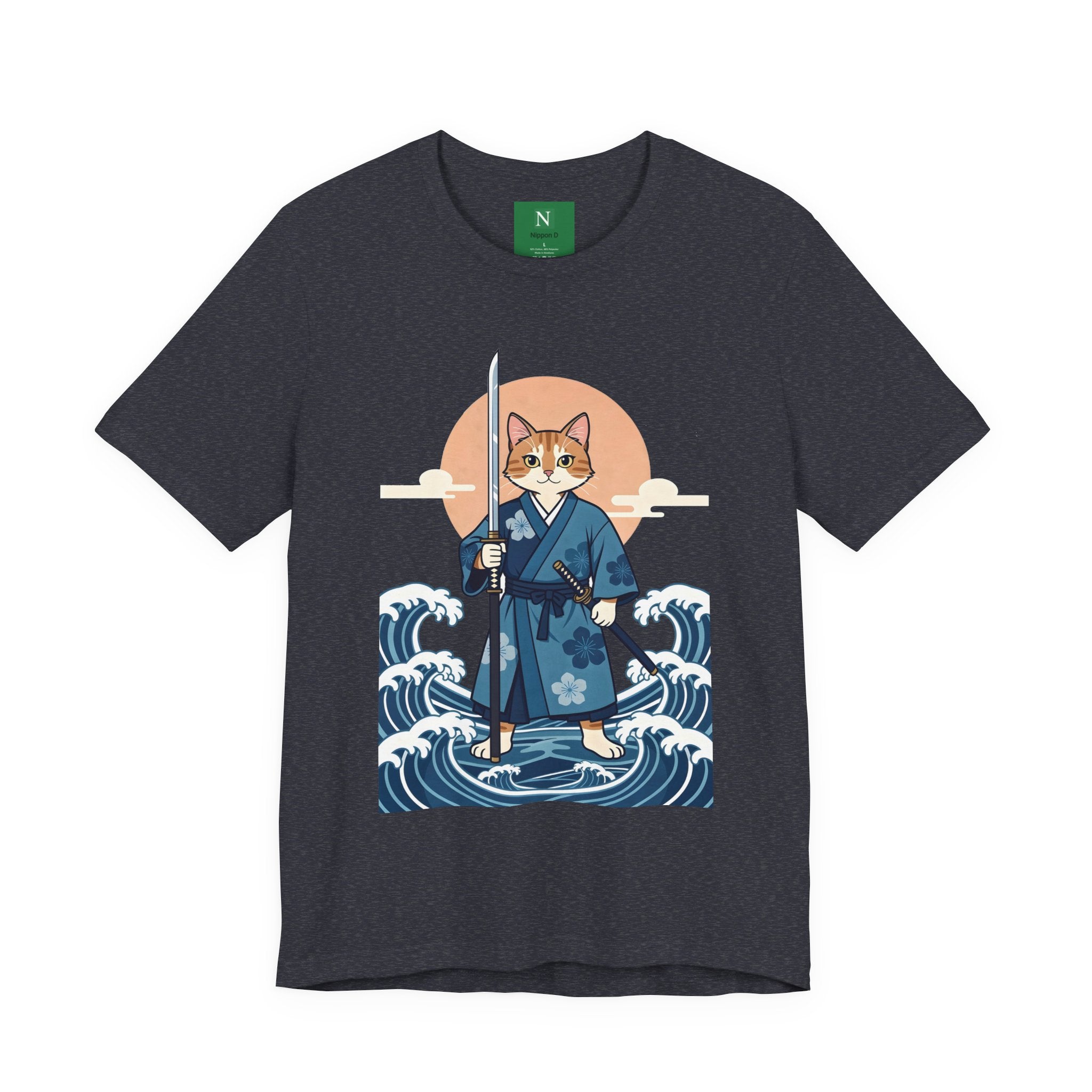 Samurai Cat T-Shirt — Japanese Wave Illustration Tee