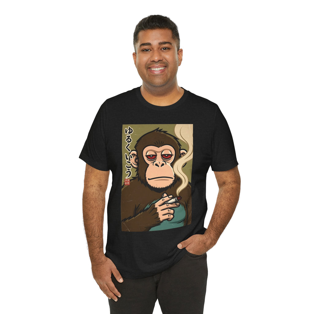 Smoking Monkey Graphic Tee — Japanese Retro Ape Illustration T-Shirt