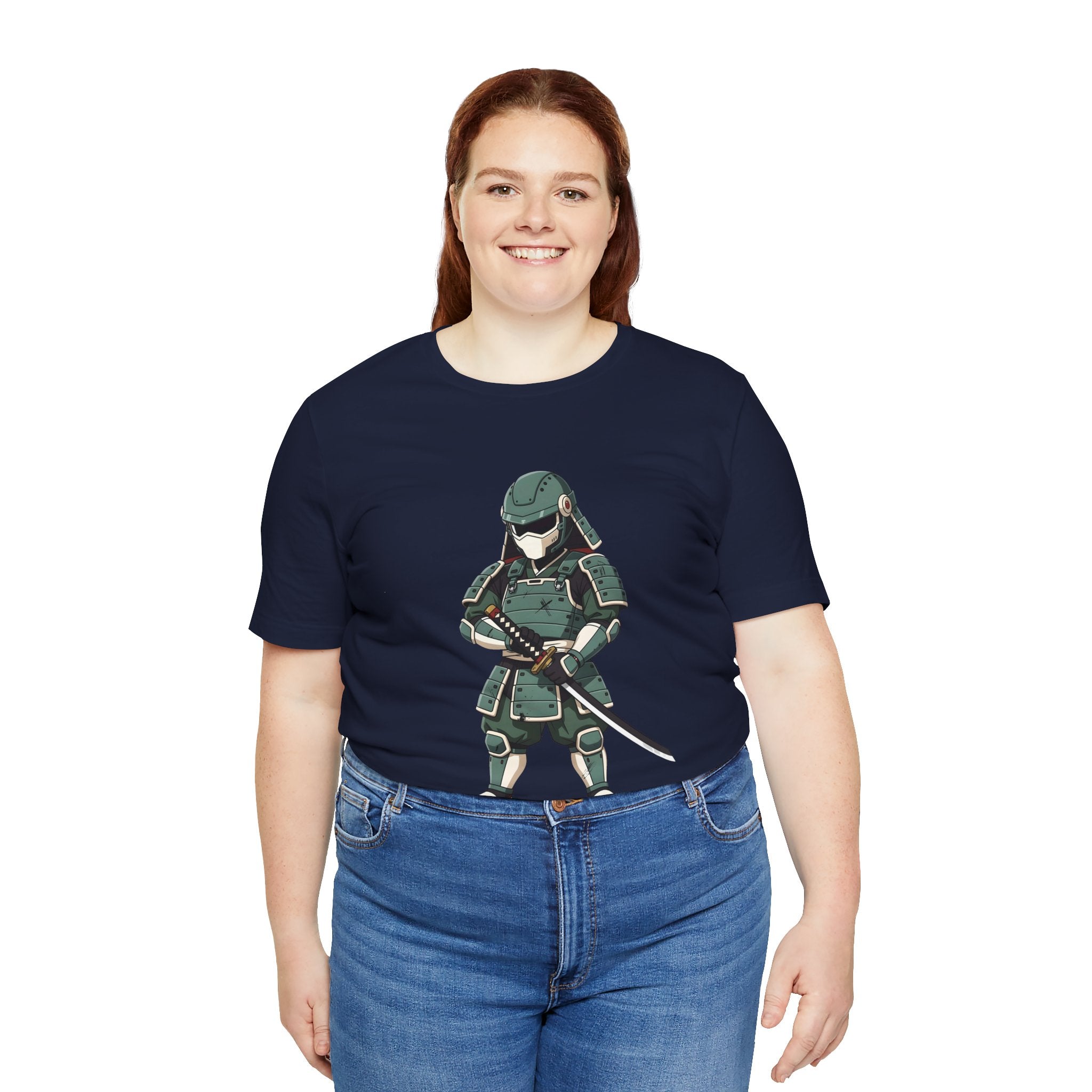 Samurai Cat T-Shirt – Cute Armored Kitty with Katana Graphic