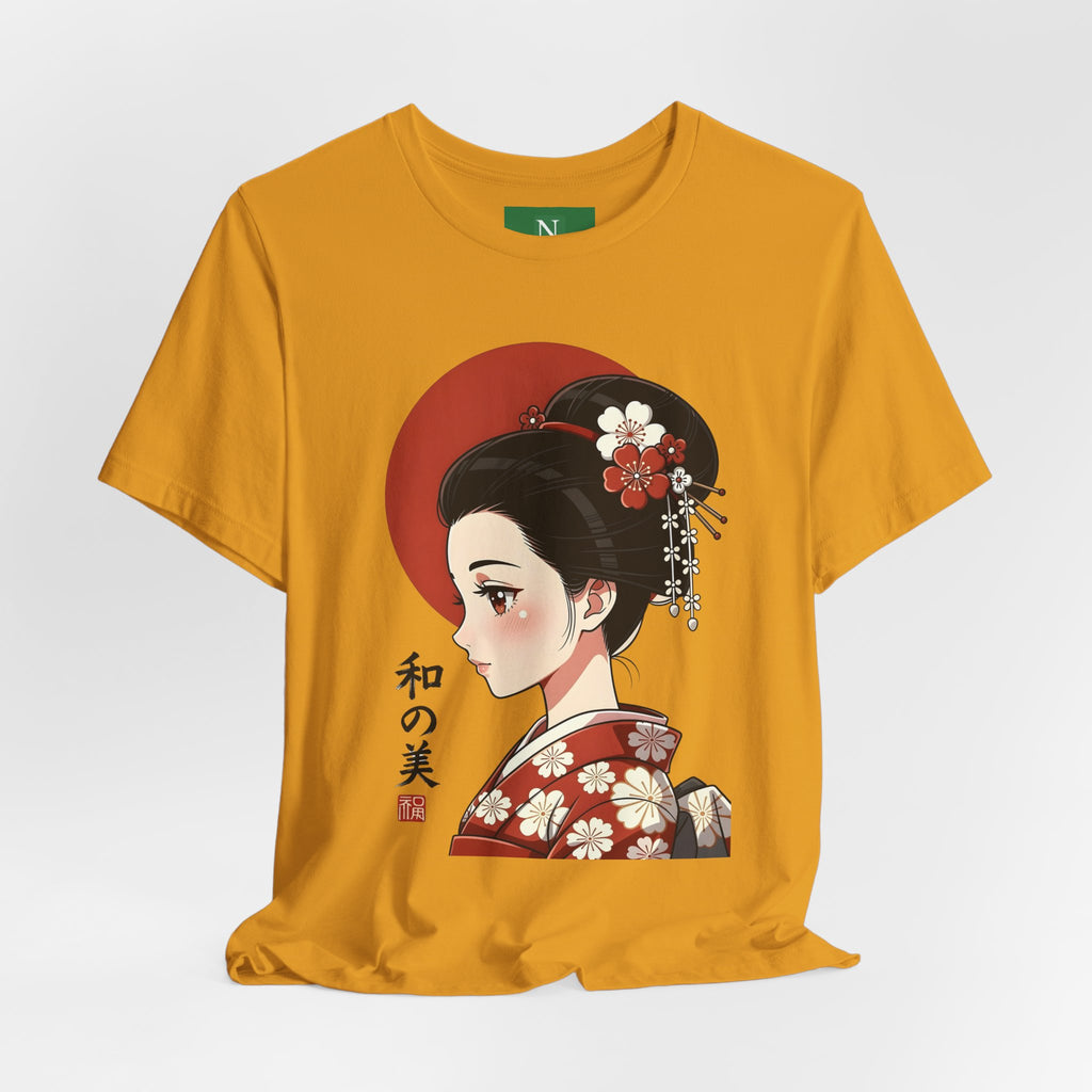 Geisha Portrait Tee — Japanese Floral Kimono Art T-Shirt