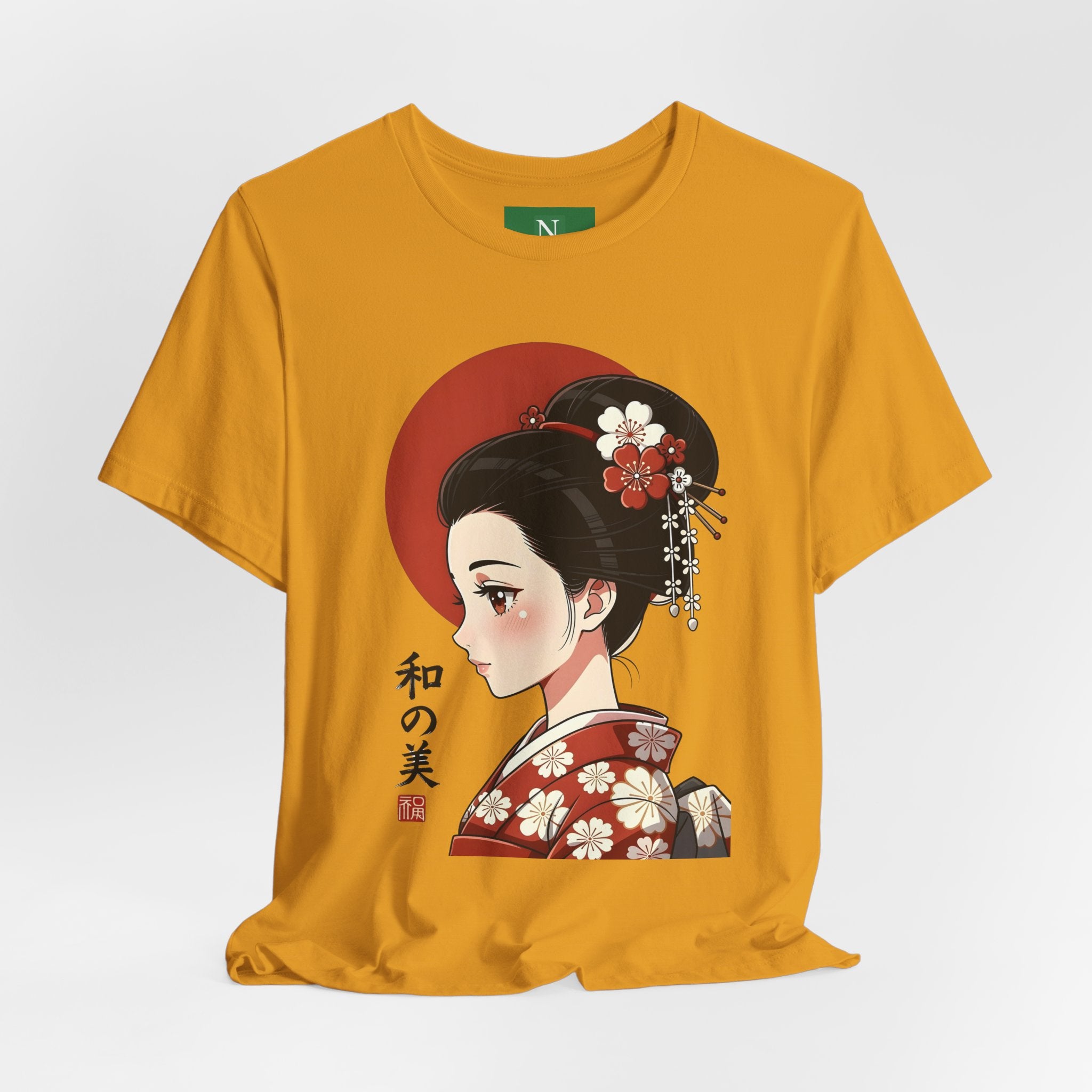 Geisha Portrait Tee — Japanese Floral Kimono Art T-Shirt