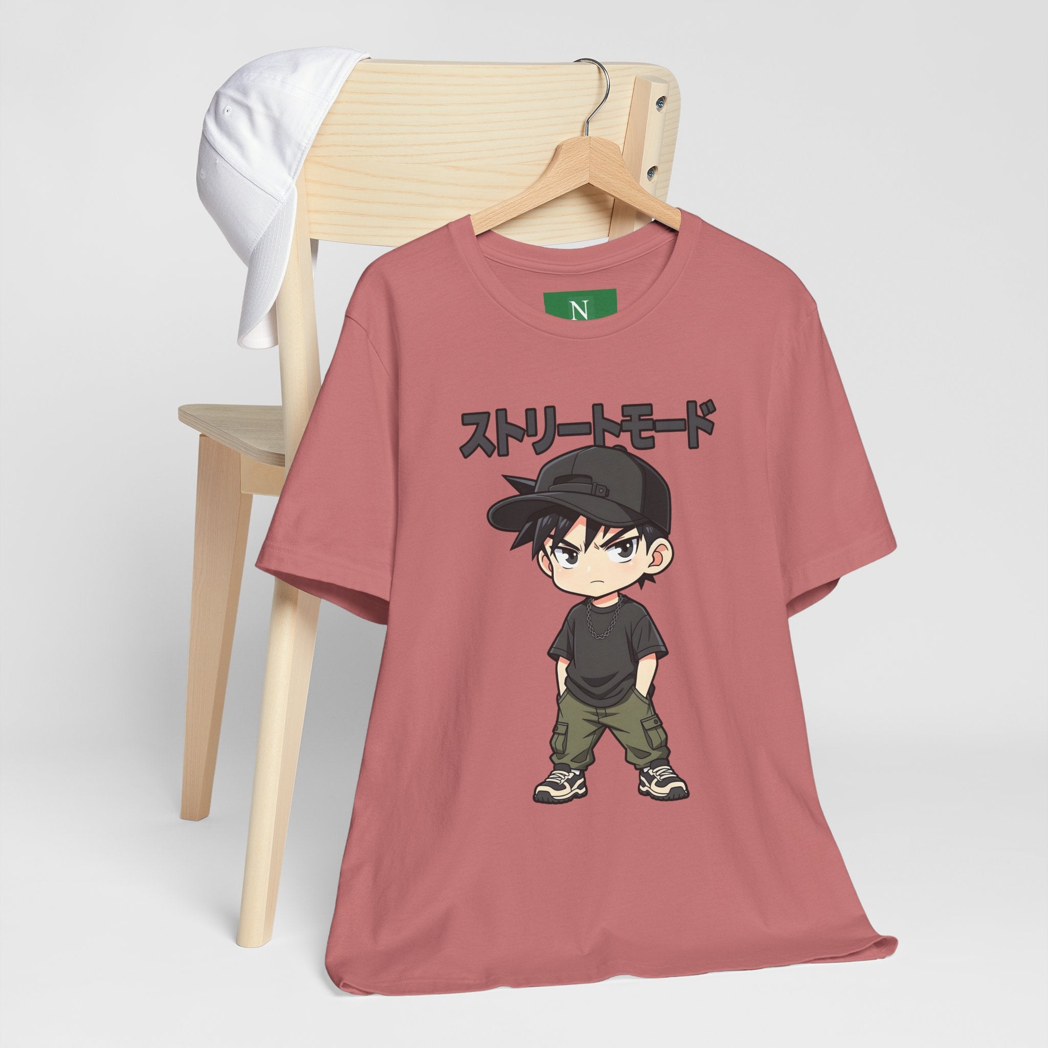 Street Mode Anime Boy T-Shirt — Japanese Text Graphic Tee