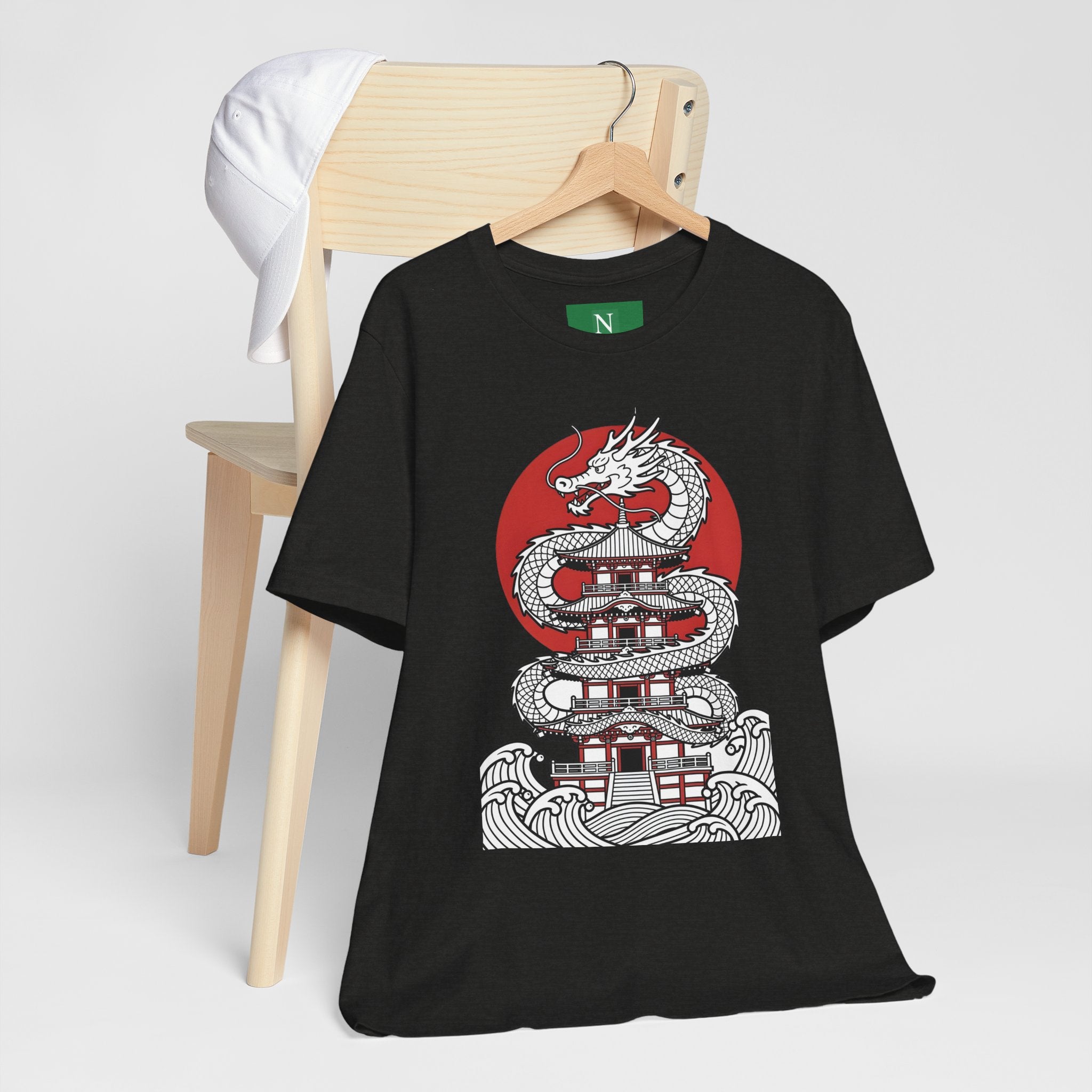 Dragon Pagoda T‑Shirt — Japanese Red Sun Temple Graphic Tee