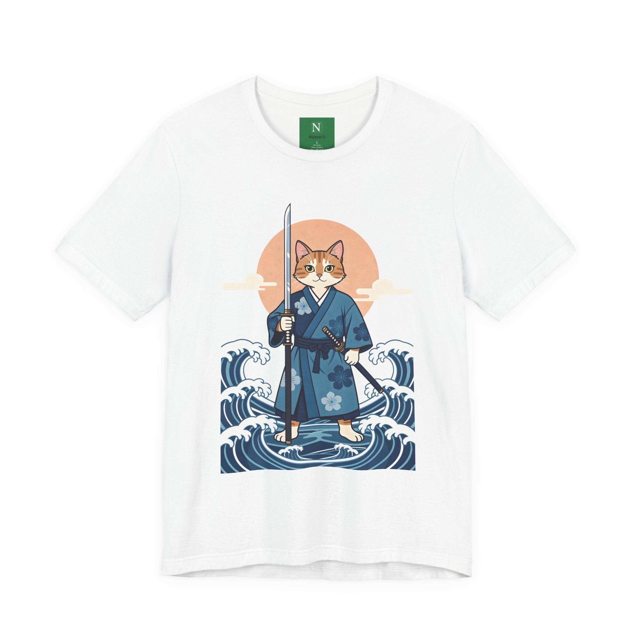 Samurai Cat T-Shirt — Japanese Wave Illustration Tee