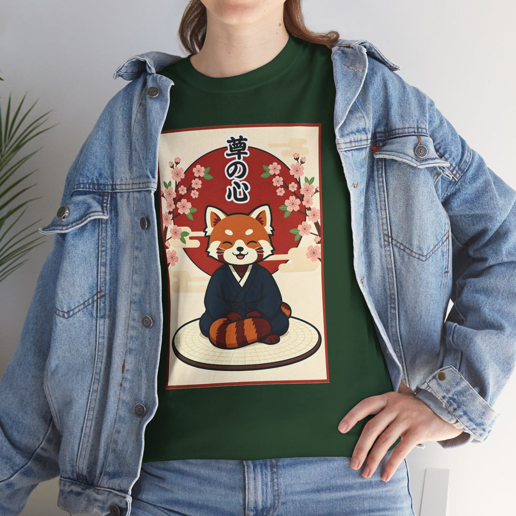 Red Panda Zen T-Shirt — Cute Japanese-Inspired Meditation Design