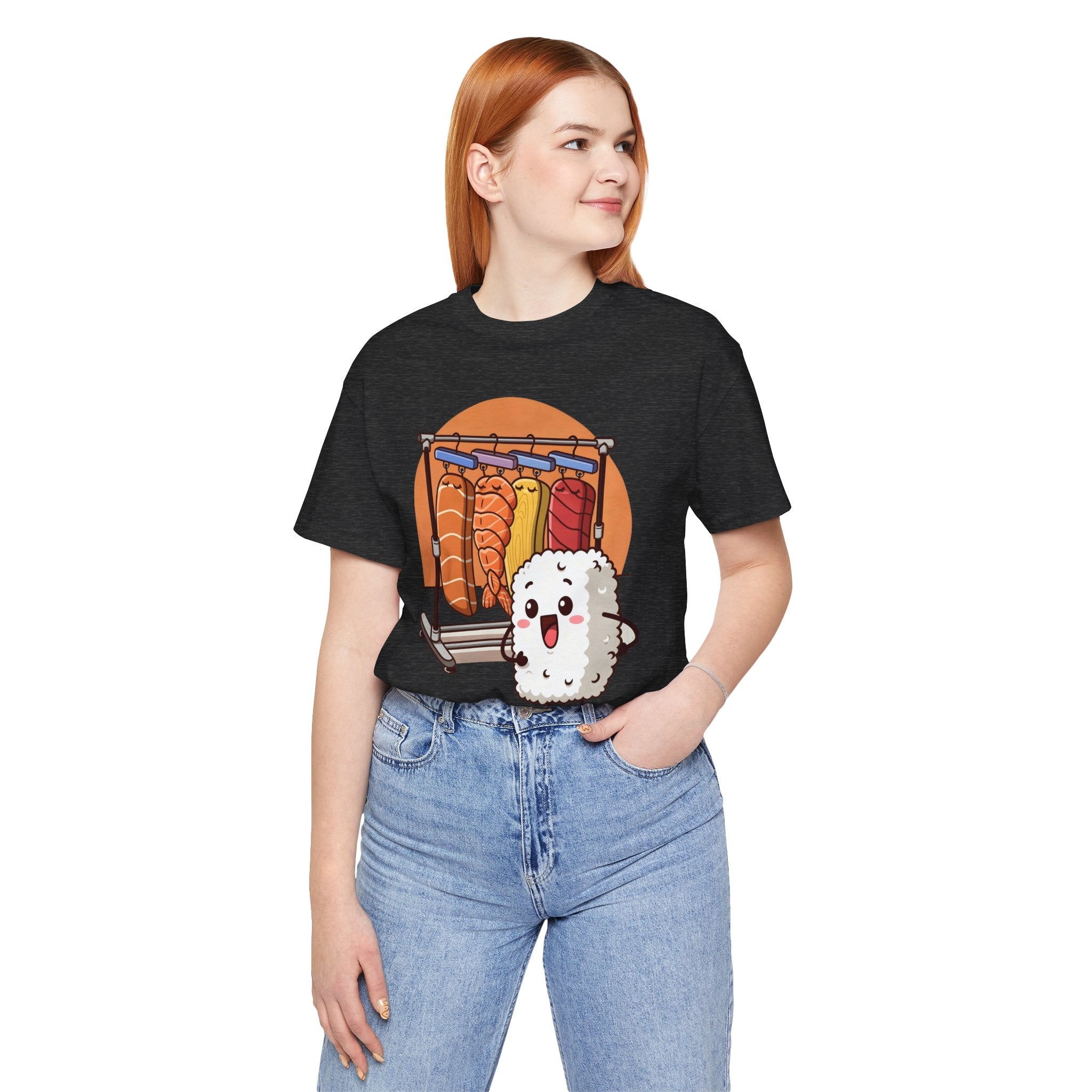 Cute Sushi Rice Cartoon T‑Shirt — Kawaii Nigiri Character Tee