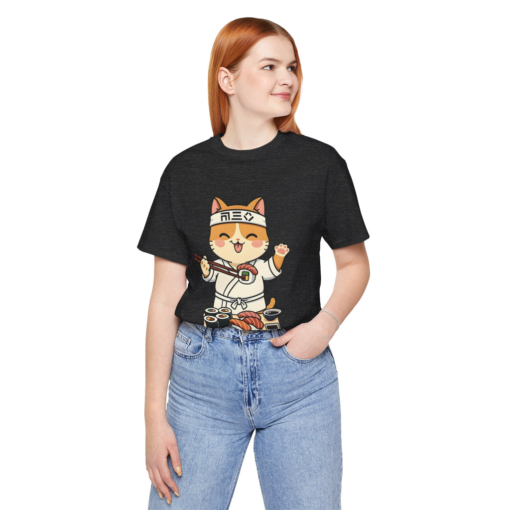 Sushi Chef Cat T‑Shirt — Cute Kawaii Cat Making Sushi Graphic Tee